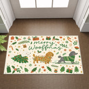 Dog Christmas Doormat – Merry Woofmas Print, Indoor Outdoor Holiday Mat