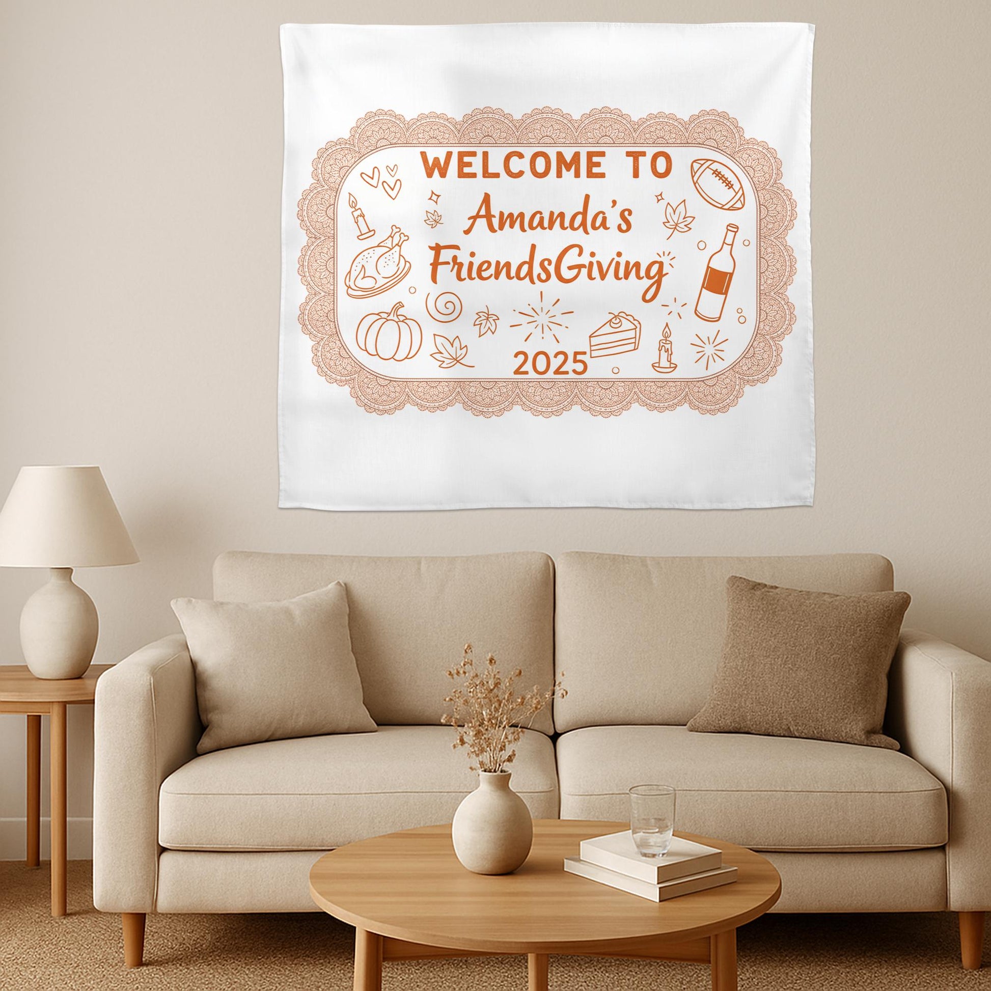 Personalized Friendsgiving Tapestry: Custom Thanksgiving Fall Decor