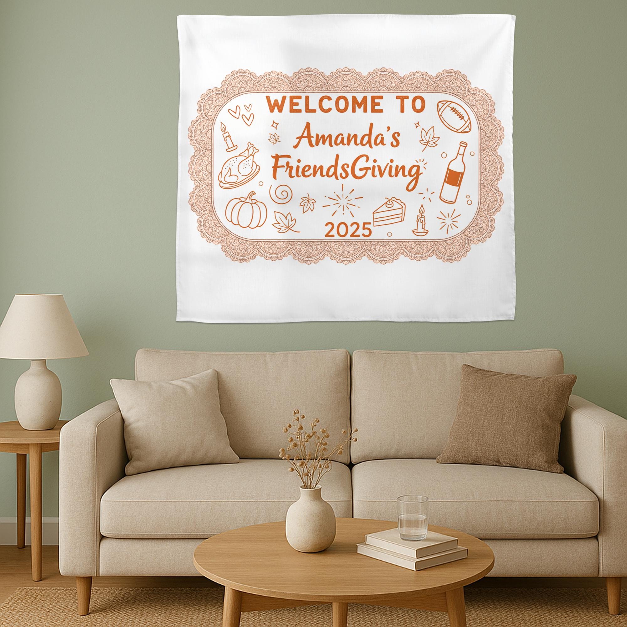 Personalized Friendsgiving Tapestry: Custom Thanksgiving Fall Decor
