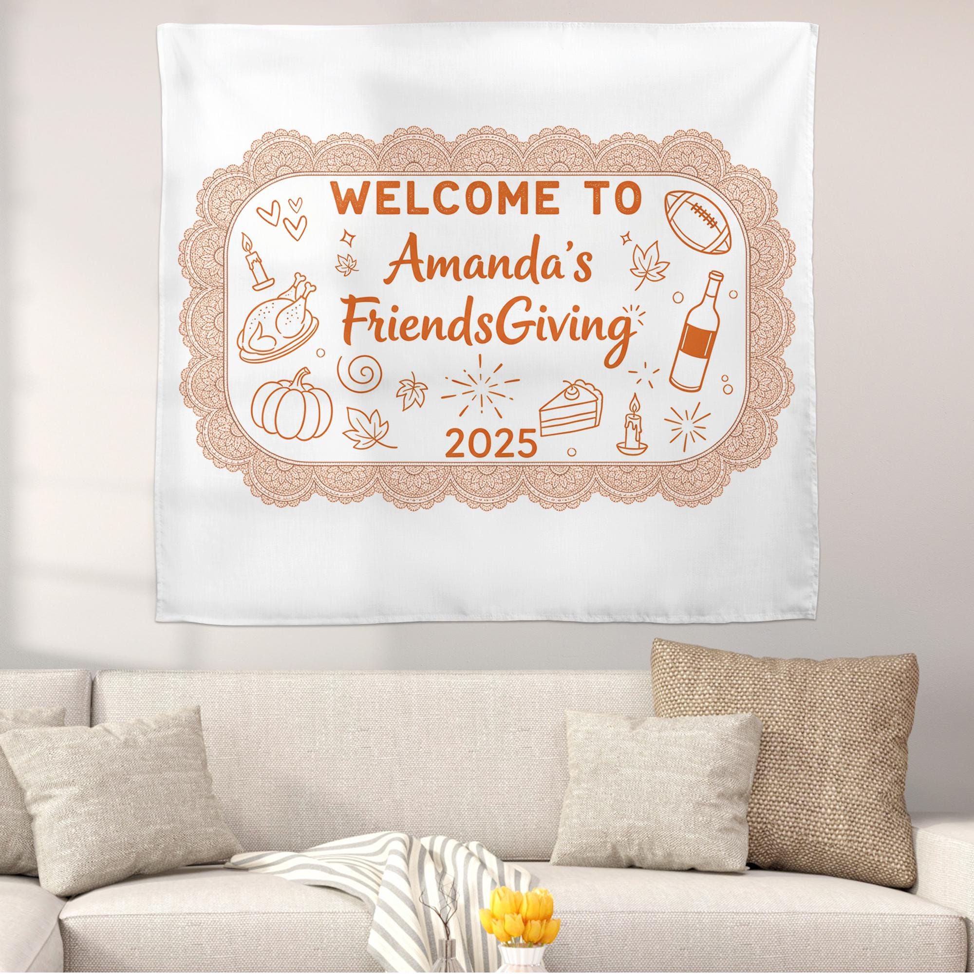 Personalized Friendsgiving Tapestry: Custom Thanksgiving Fall Decor