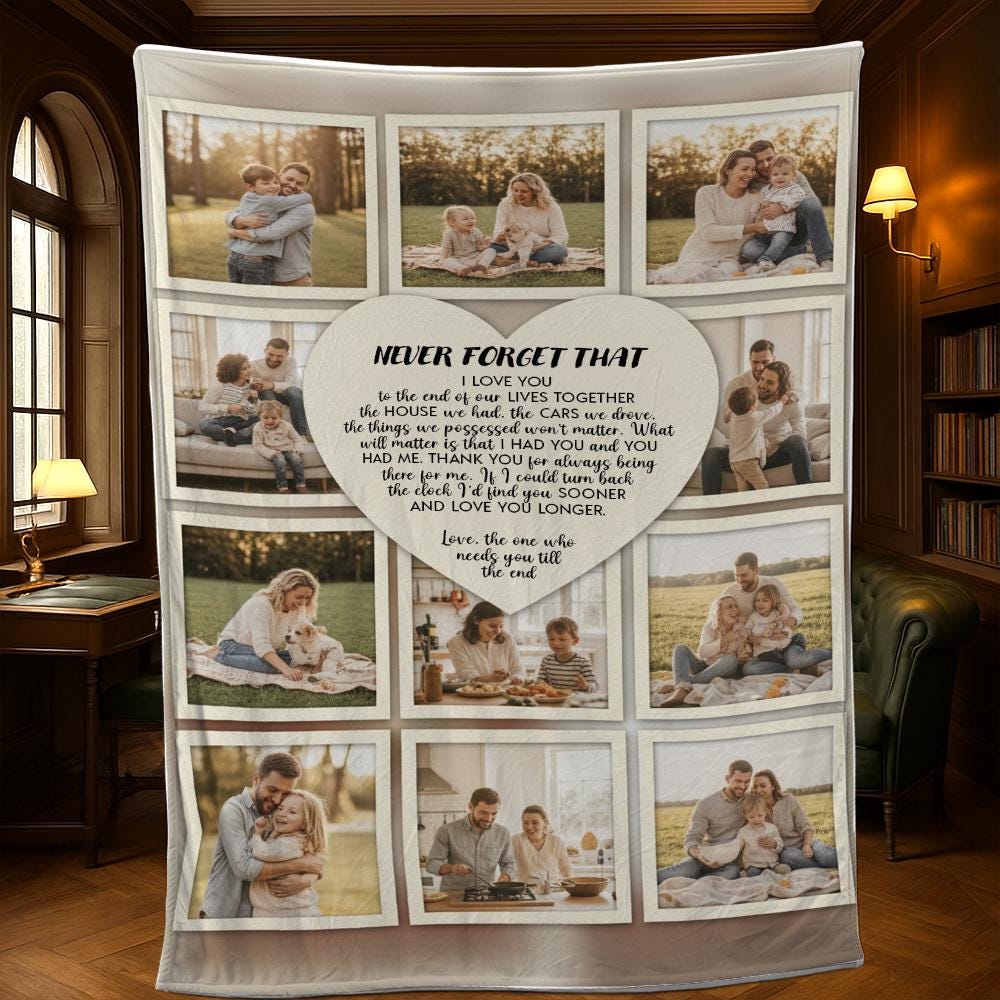Custom Photo Blanket, Personalized Fleece Throw with Collage Design, Custom Picture Layout