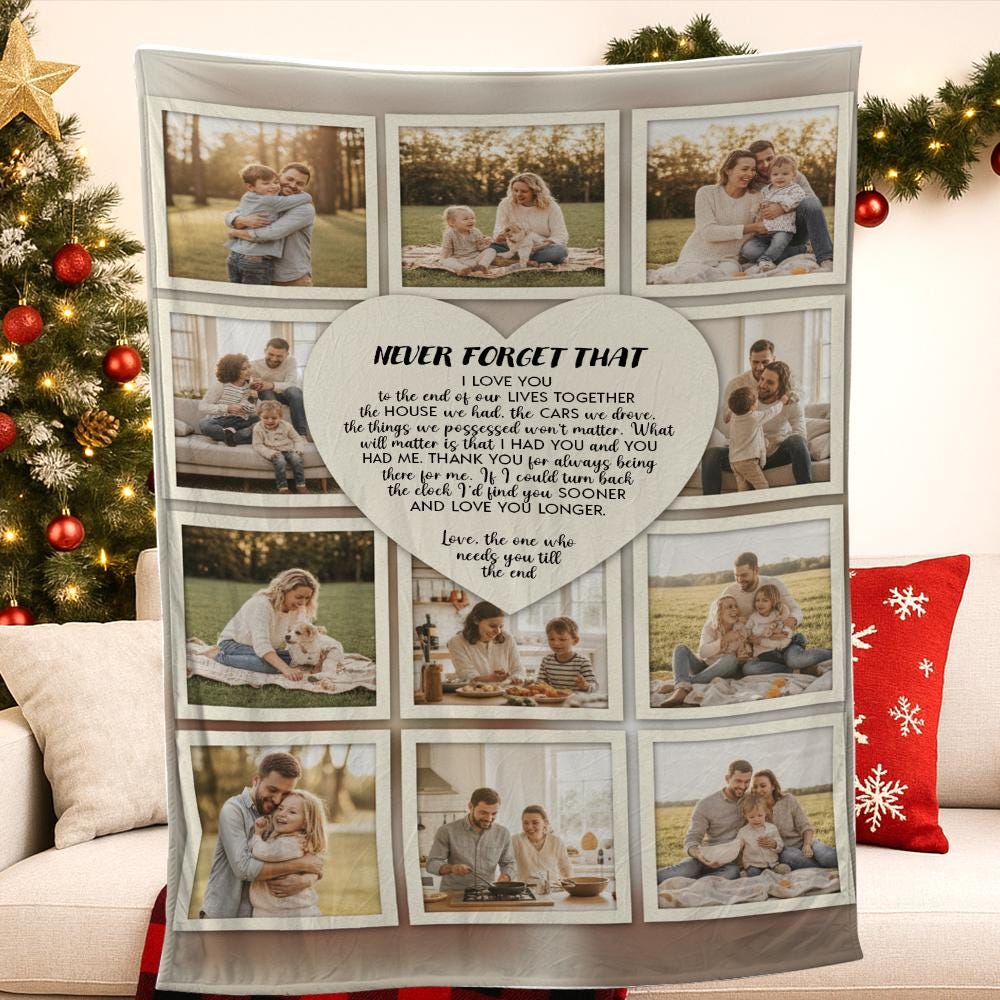 Custom Photo Blanket, Personalized Fleece Throw with Collage Design, Custom Picture Layout