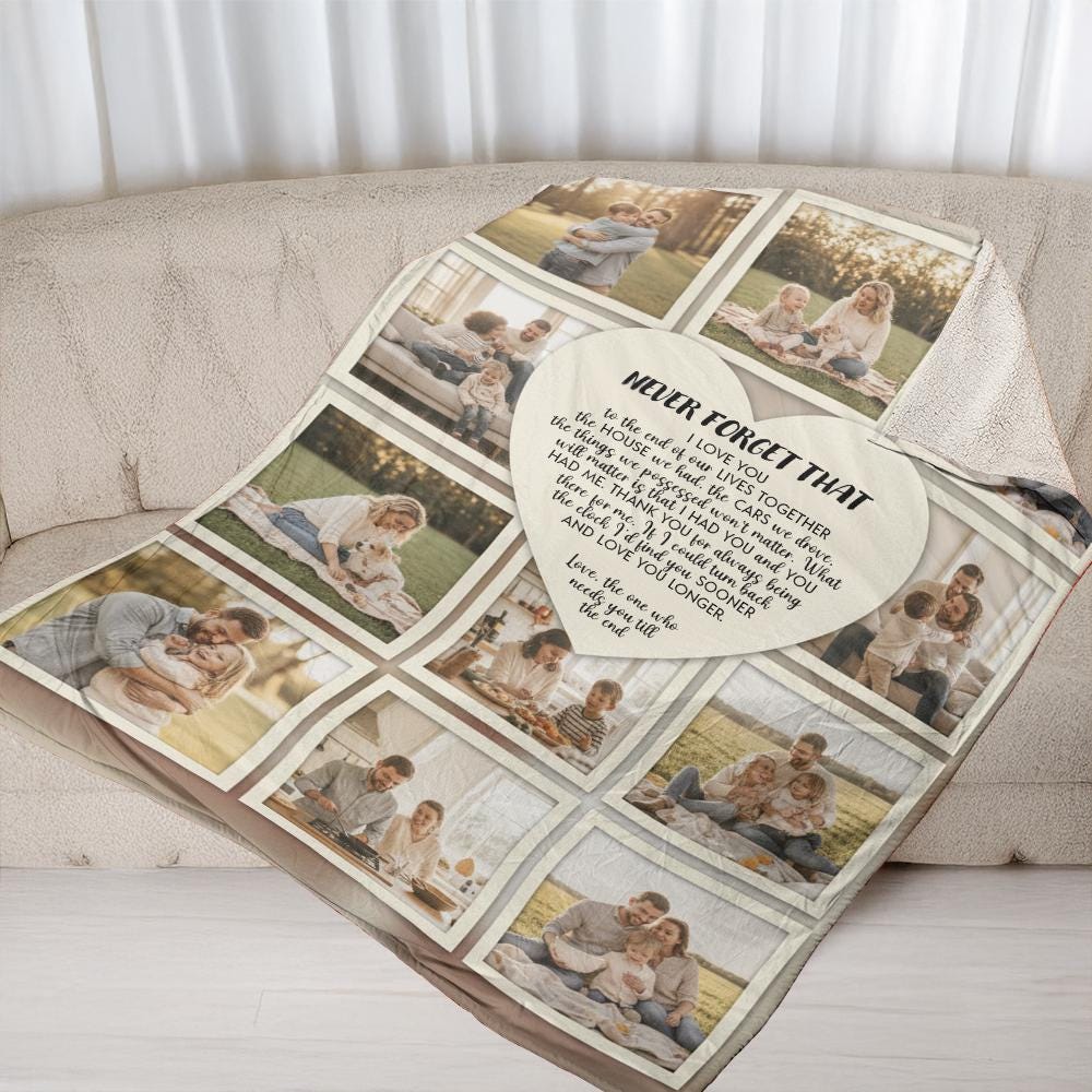 Custom Photo Blanket, Personalized Fleece Throw with Collage Design, Custom Picture Layout