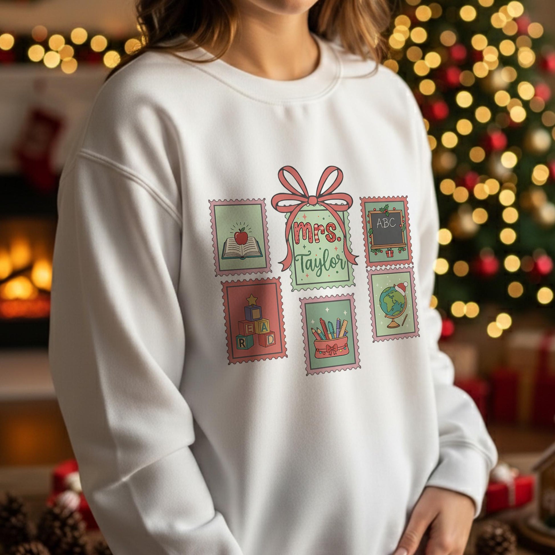 Personalized Teacher Christmas Sweatshirt: Custom Name Gift