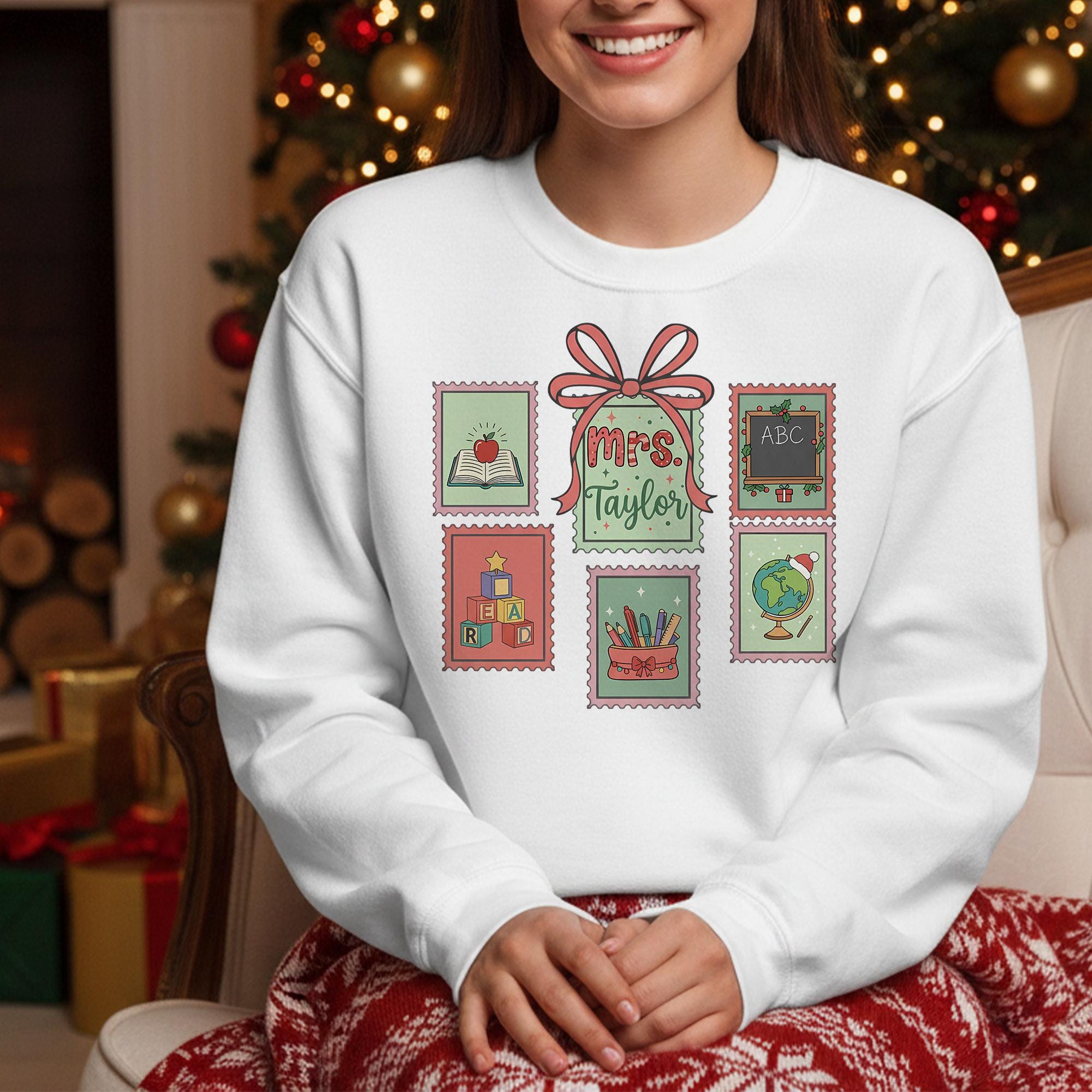 Personalized Teacher Christmas Sweatshirt: Custom Name Gift