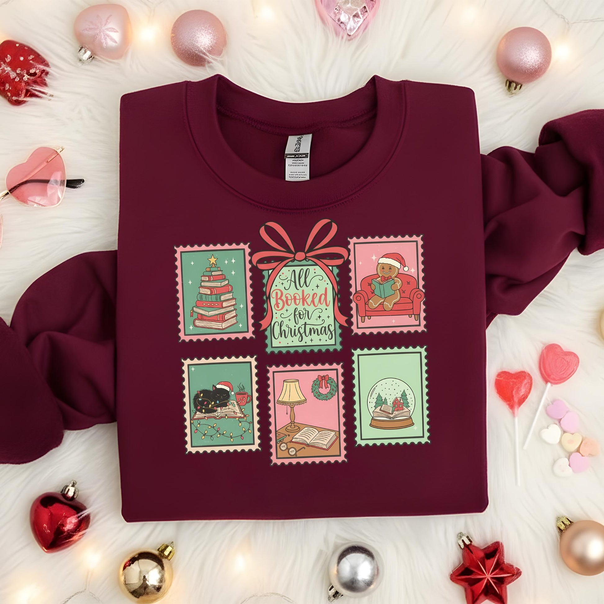 All Booked for Christmas Sweatshirt – Book Lover Xmas Shirt