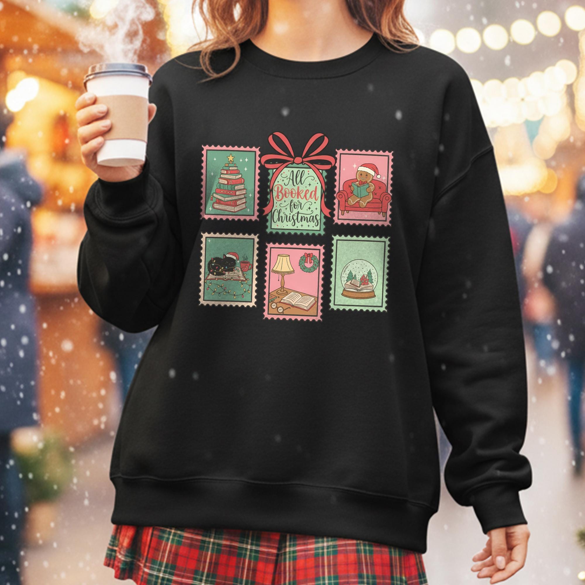 All Booked for Christmas Sweatshirt – Book Lover Xmas Shirt