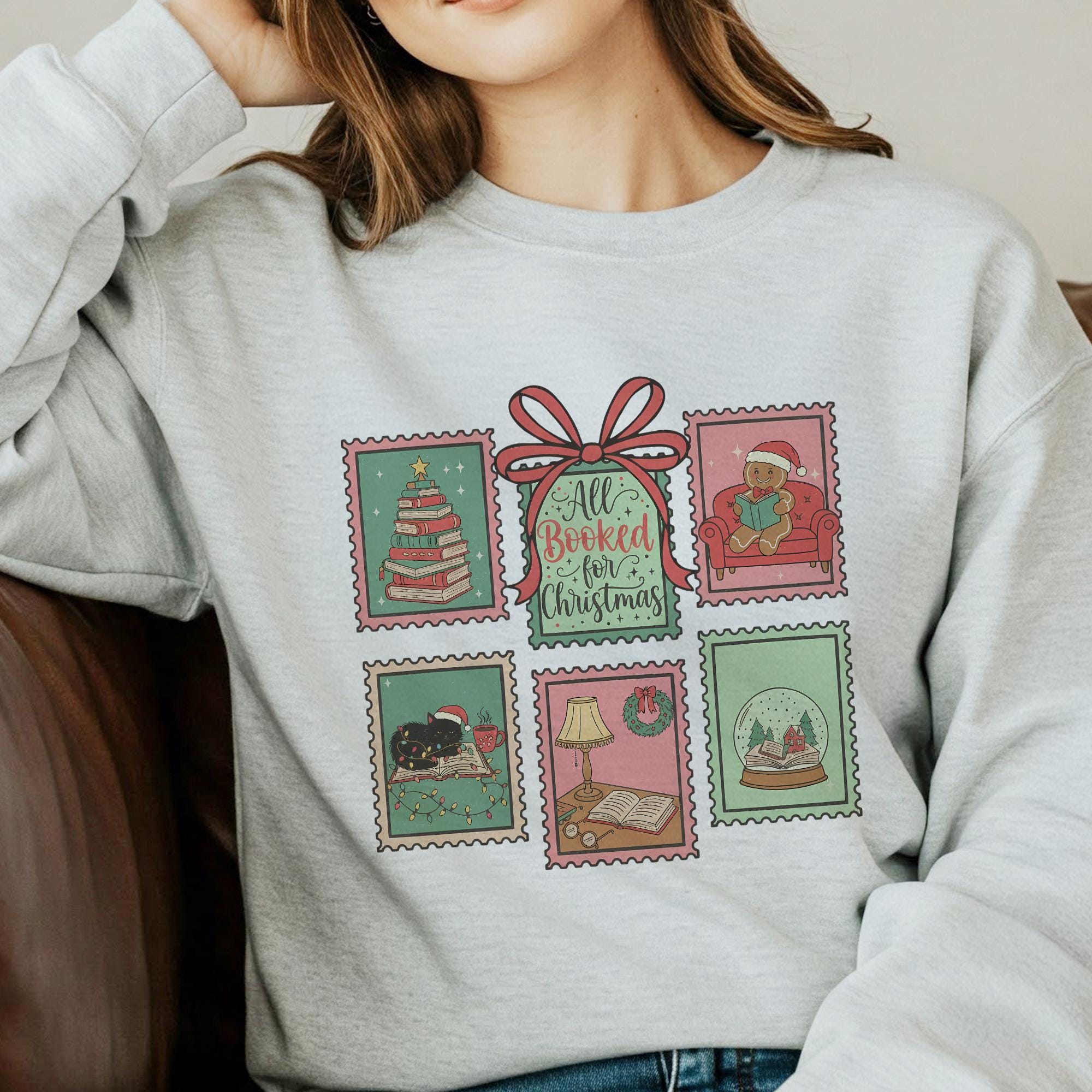All Booked for Christmas Sweatshirt – Book Lover Xmas Shirt