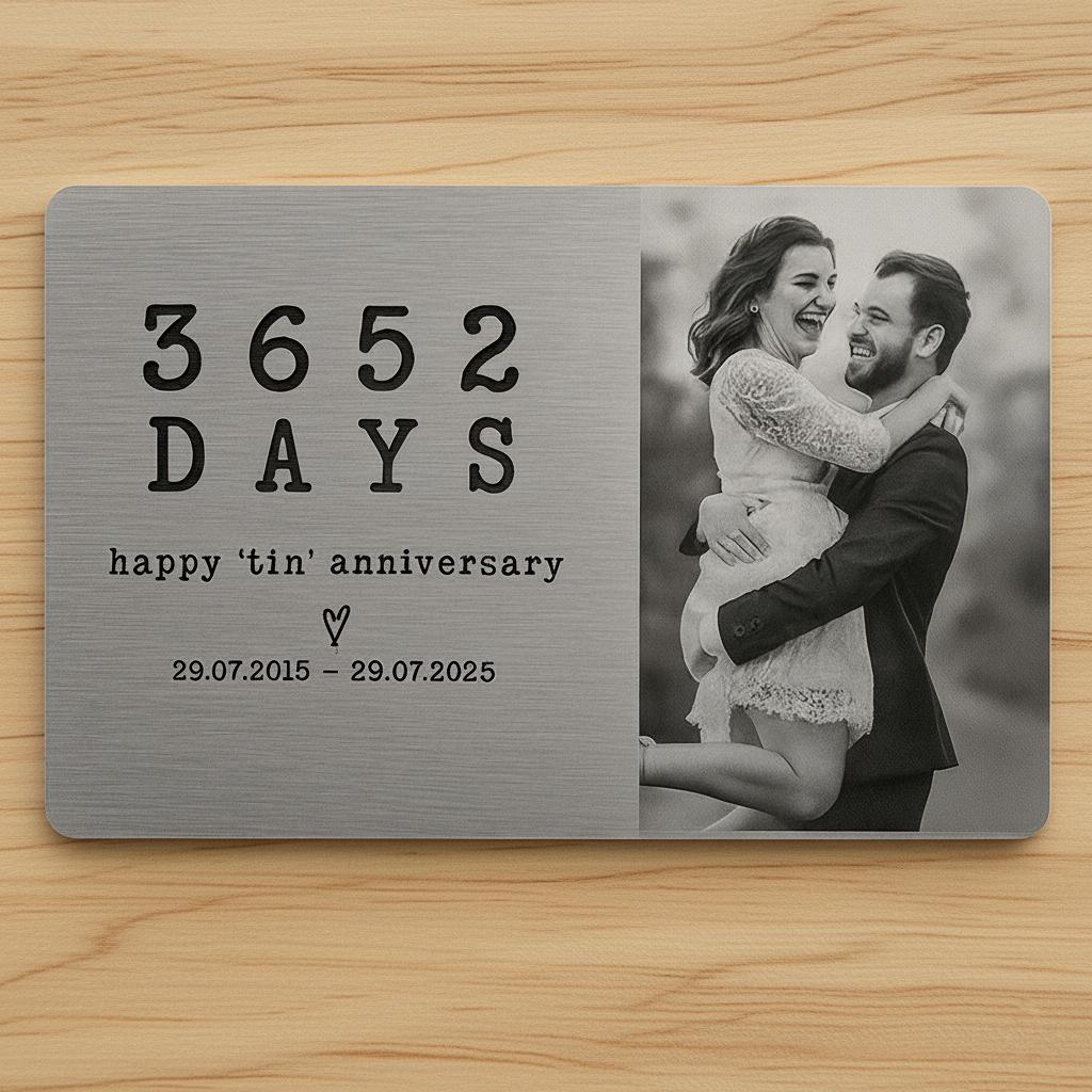 Photo Custom 10th Anniversary Metal Wallet Card: Forever Love Keepsake