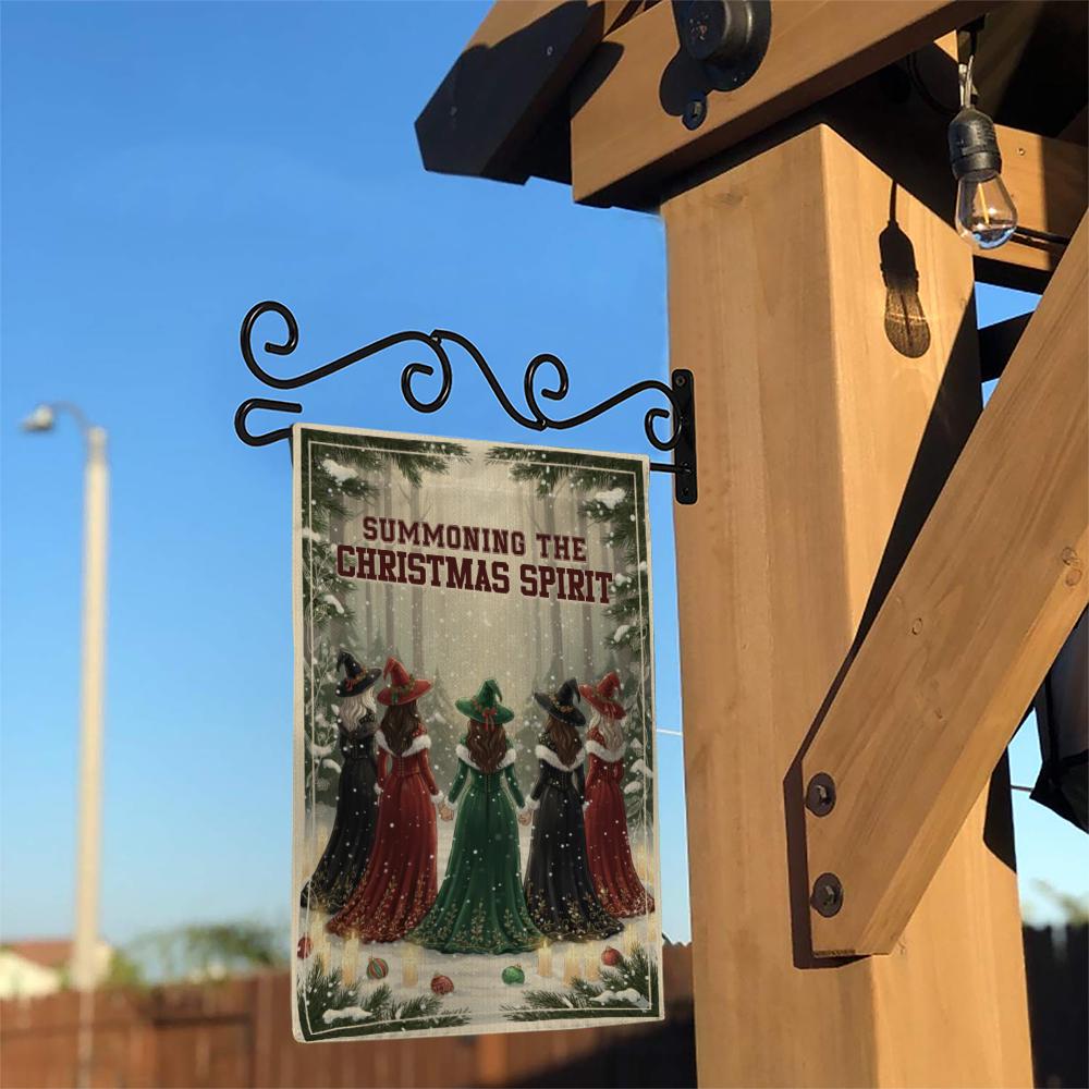 Summoning the Christmas Spirit Flag – Witchy Holiday Print, Outdoor Garden Banner