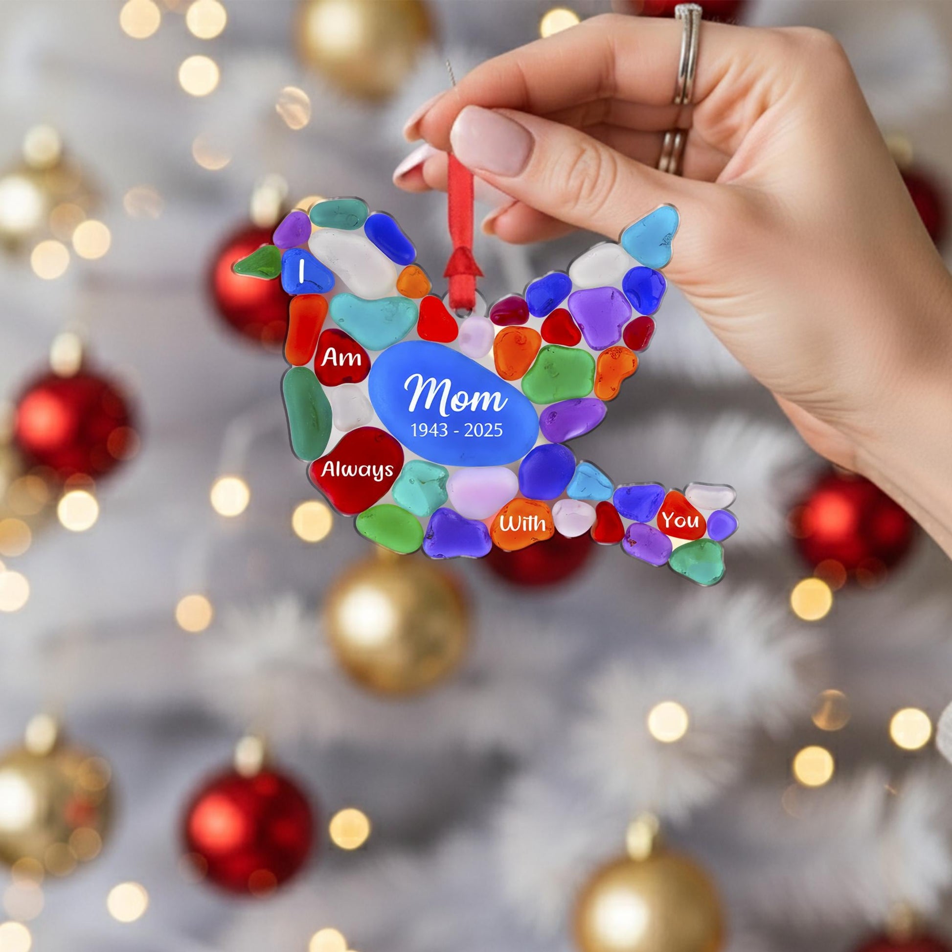 Personalized Bird Stone Christmas Ornament, Sea Style, Memorial Name and Years