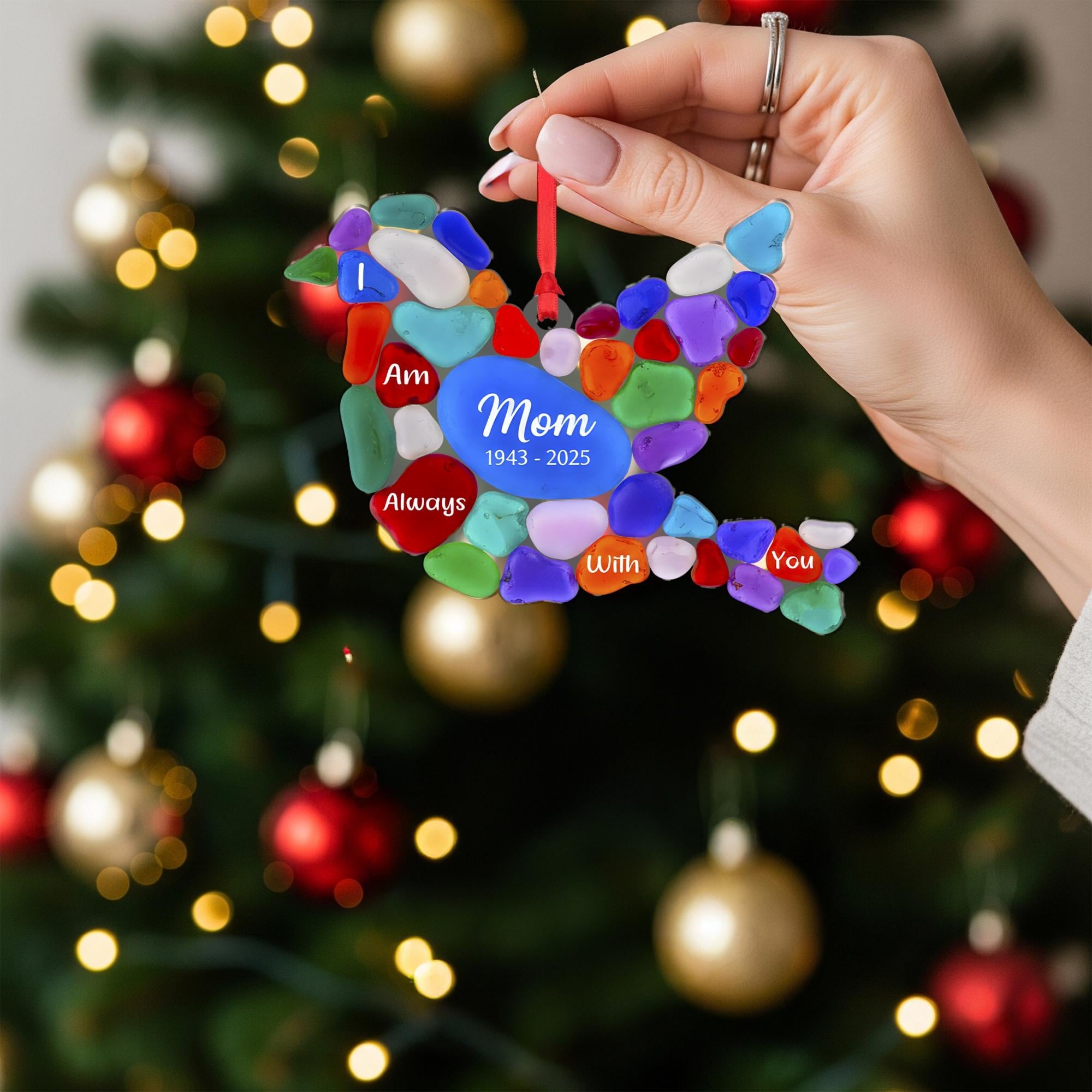 Personalized Bird Stone Christmas Ornament, Sea Style, Memorial Name and Years