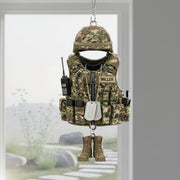 Militaristic Helmet & Vest Ornament – Camouflage Soldier Hanging Decor with Boots Charm