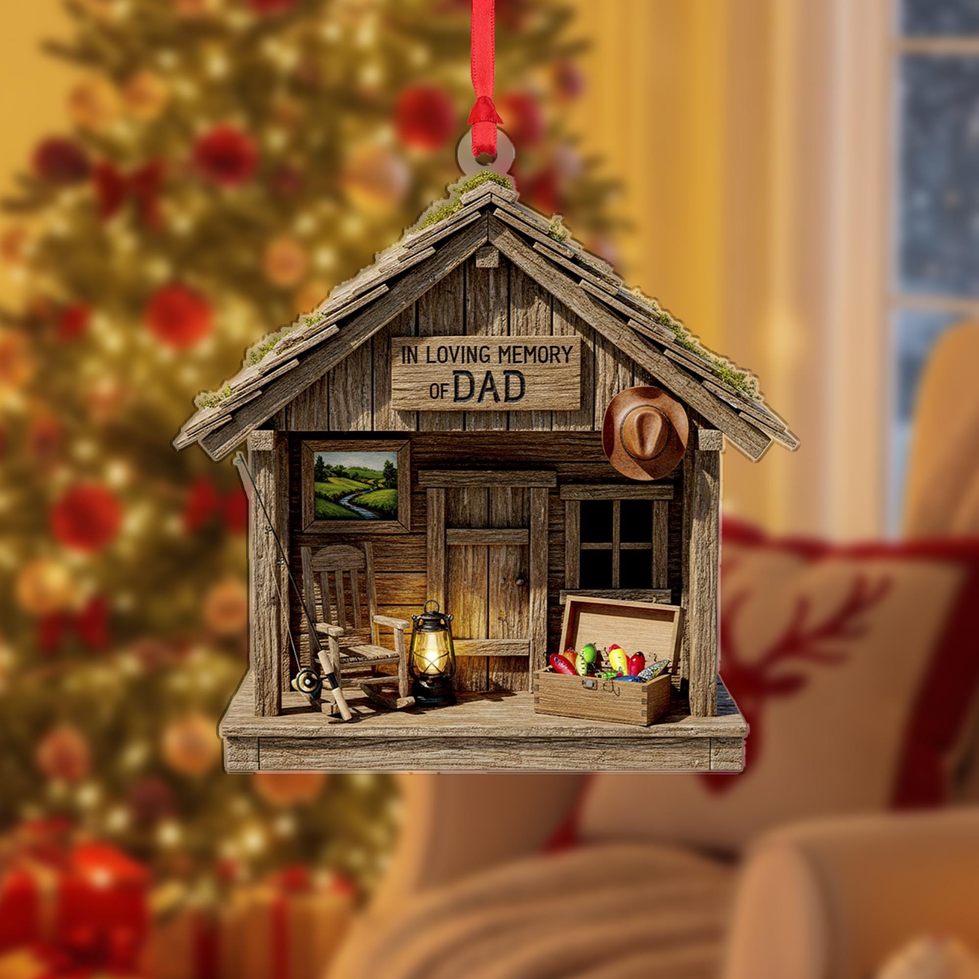 In Loving Memory of Dad Christmas Ornament: Memorial Cabin Keepsake