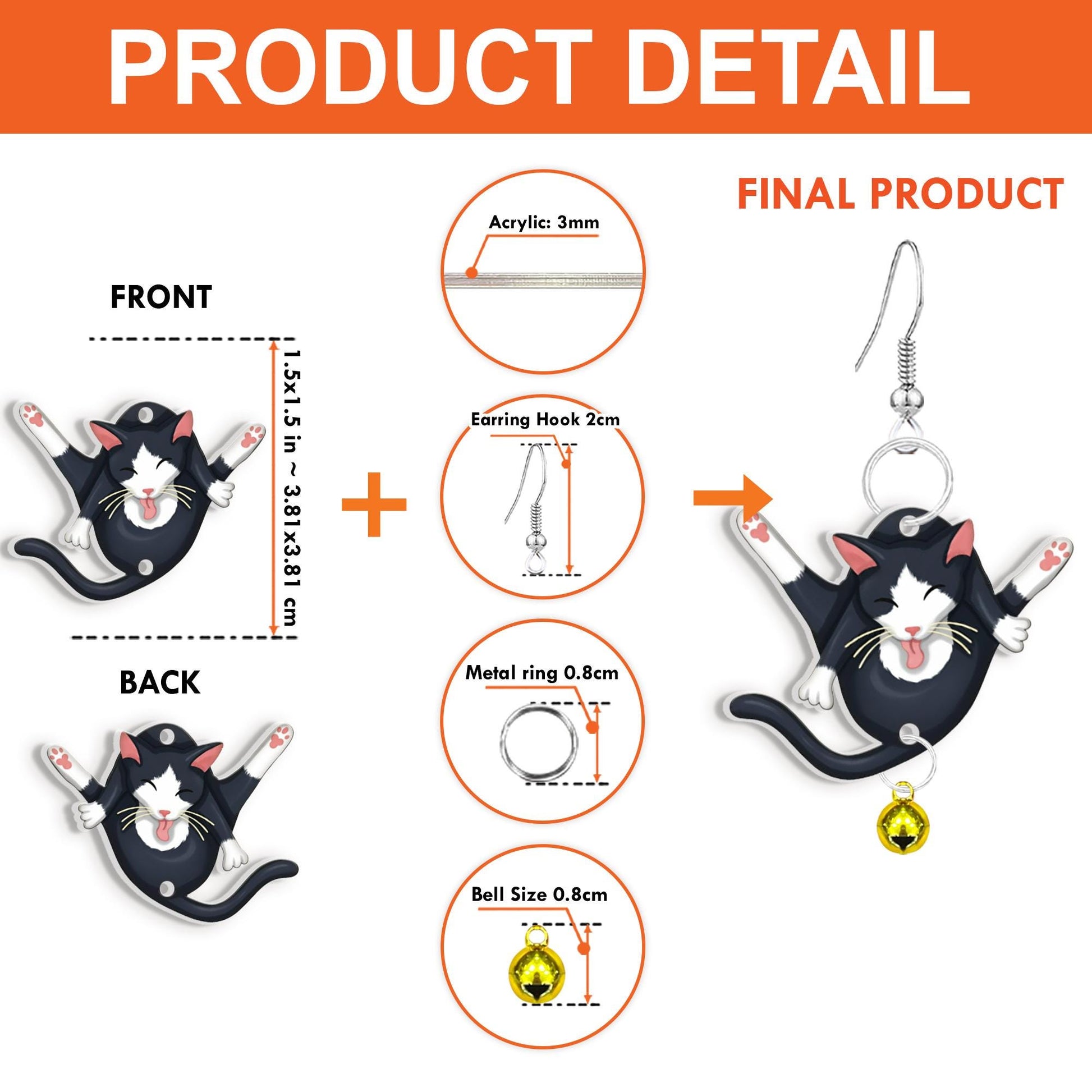 Custom Cat Breed Dangle Earrings: Funny Pet Design Jewelry image 2