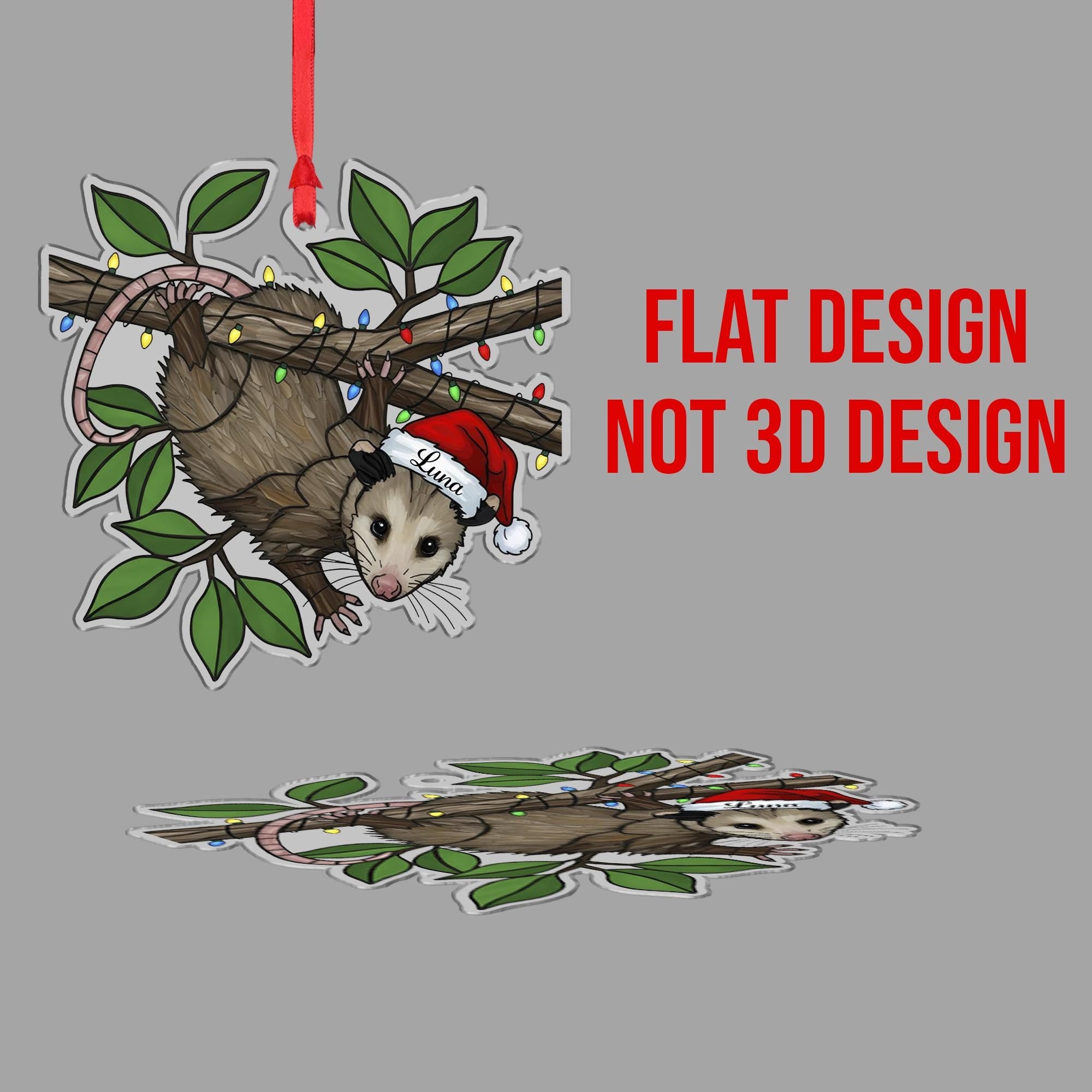 Custom Possum Ornament: Personalized Funny opossum Christmas Decor image 3