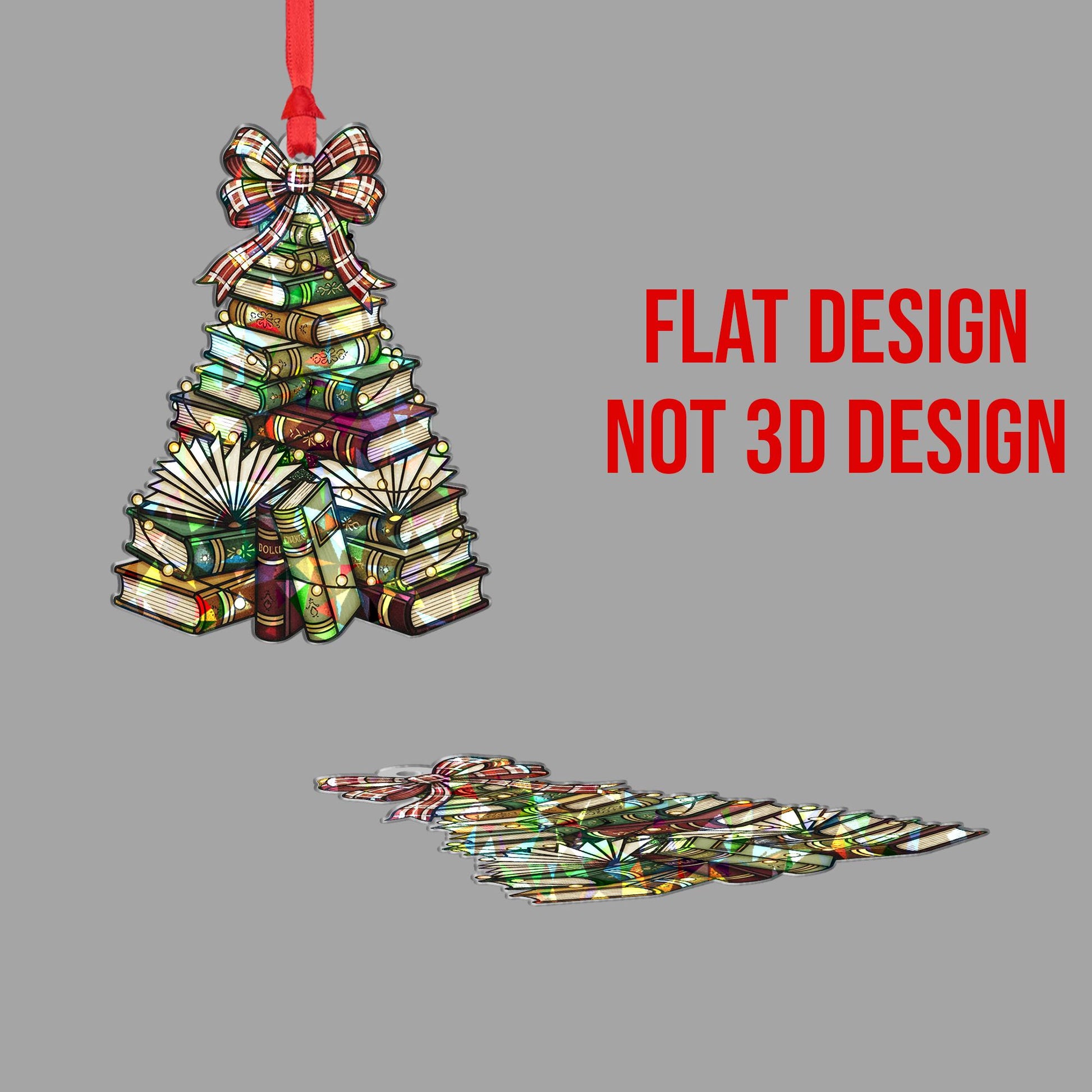 Holographic Book Tree Ornament | Coquette Library Acrylic Decor image 3