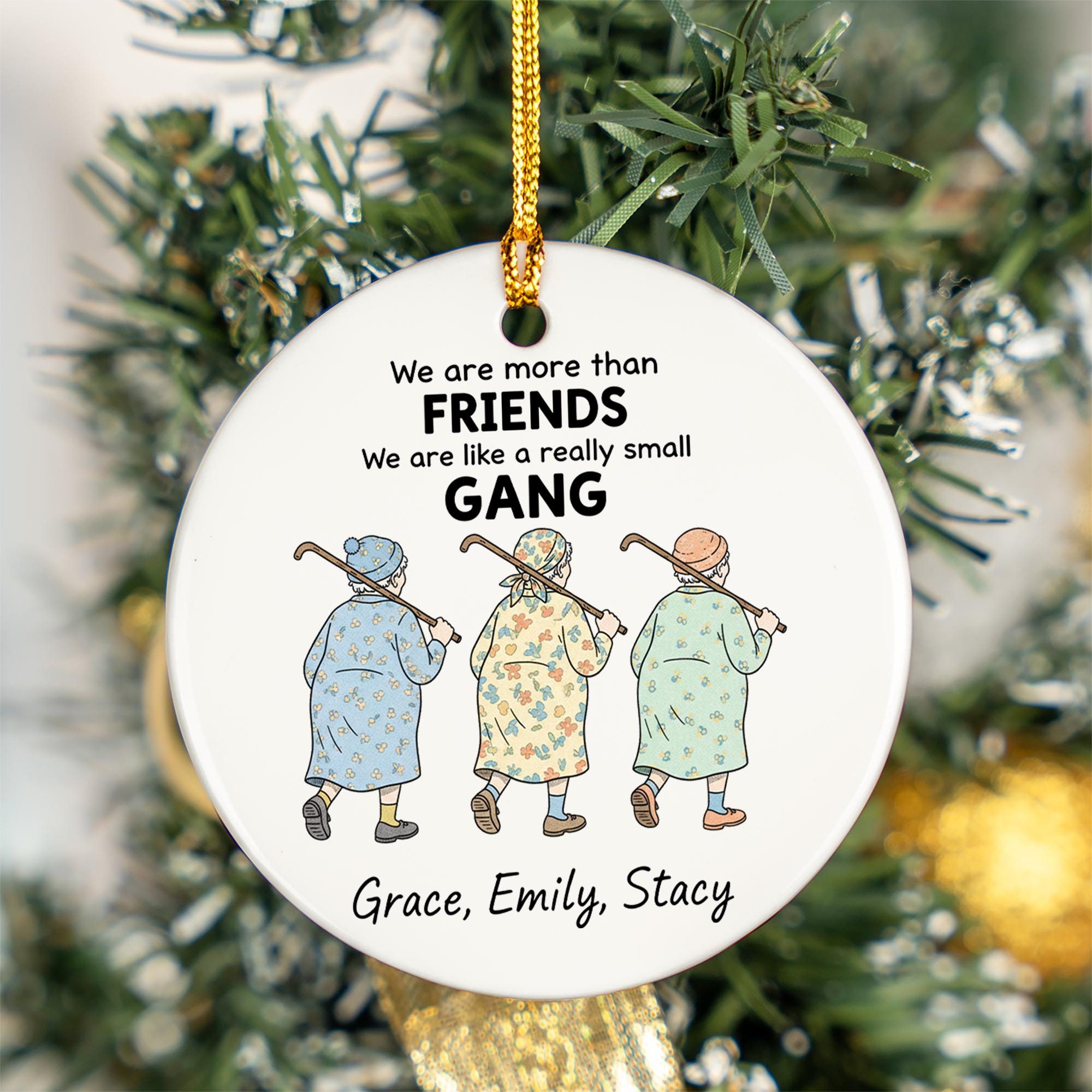 Ceramic Ornament – Friendship Quote Design with Custom Names and Vintage Style image 4