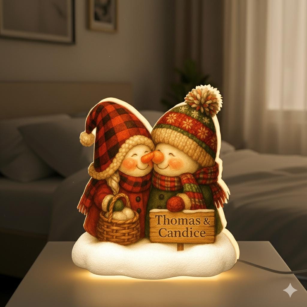Custom Couple Snowman Light Box: Personalized Winter Decor image 6