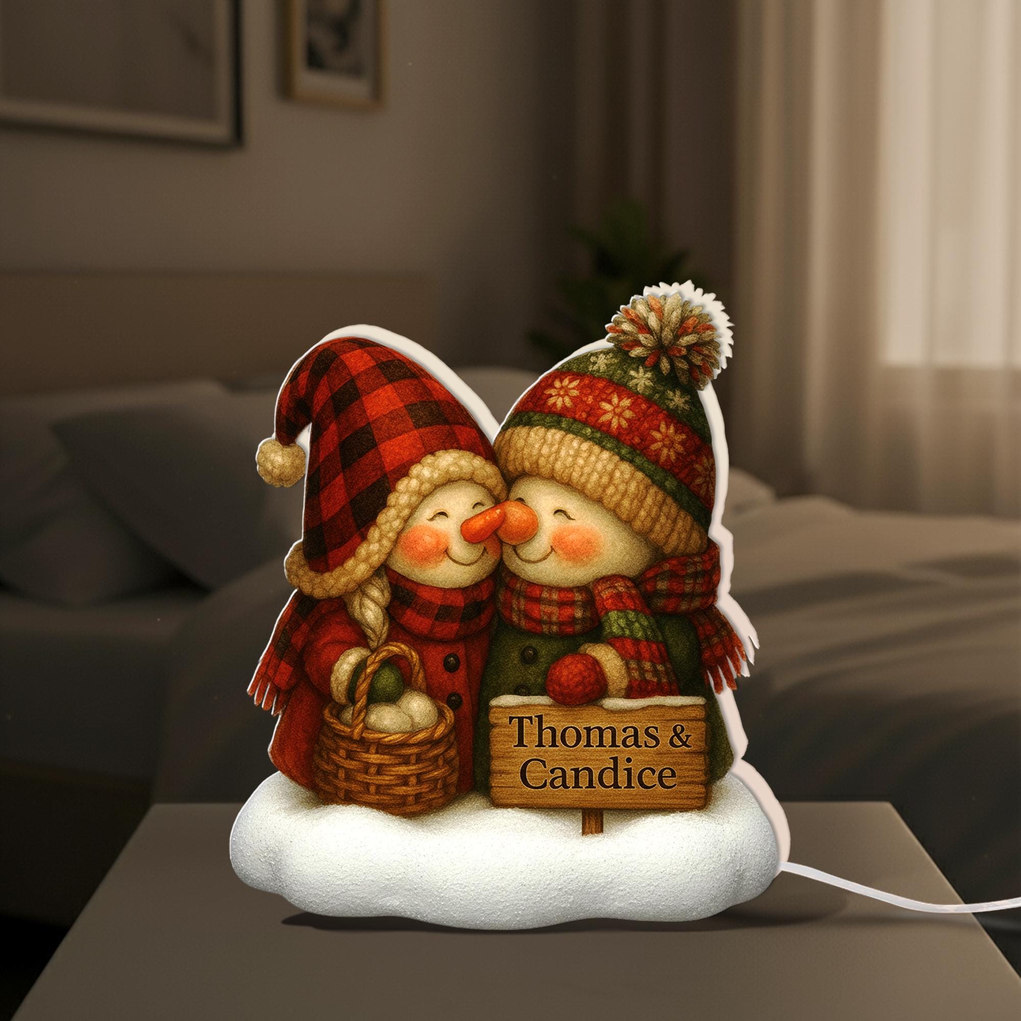 Custom Couple Snowman Light Box: Personalized Winter Decor image 7