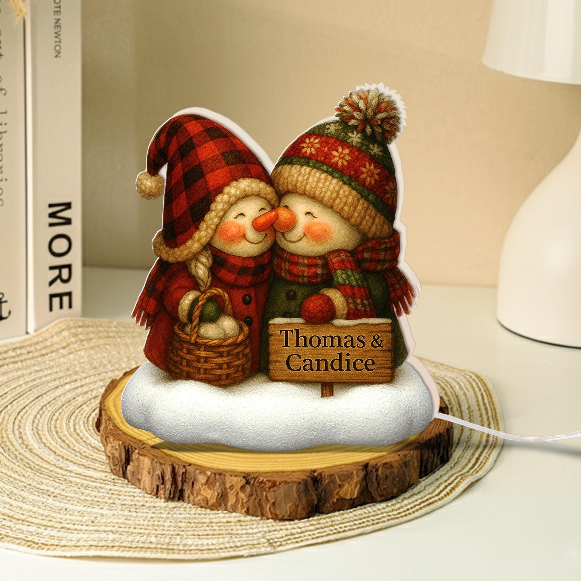 Custom Couple Snowman Light Box: Personalized Winter Decor image 2