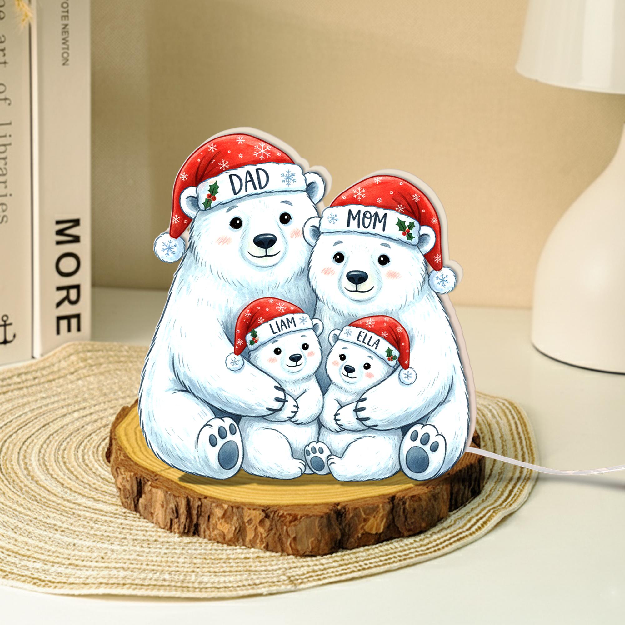 Custom Bear Family Light Box: Personalized Polar Bear LED Lamp image 6