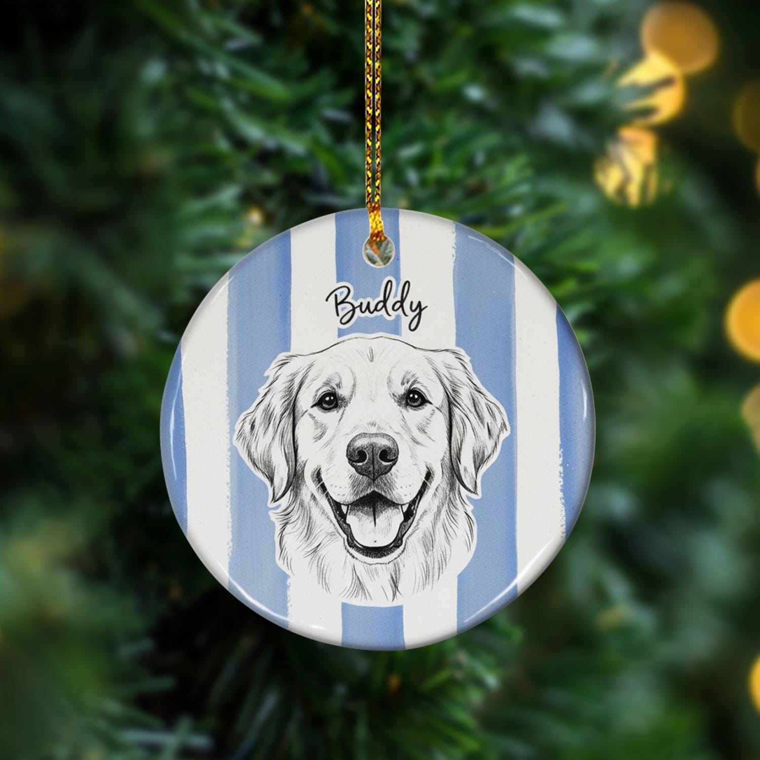 Personalized Dog Ornament – Custom Pet Portrait Christmas Decoration Gift image 1