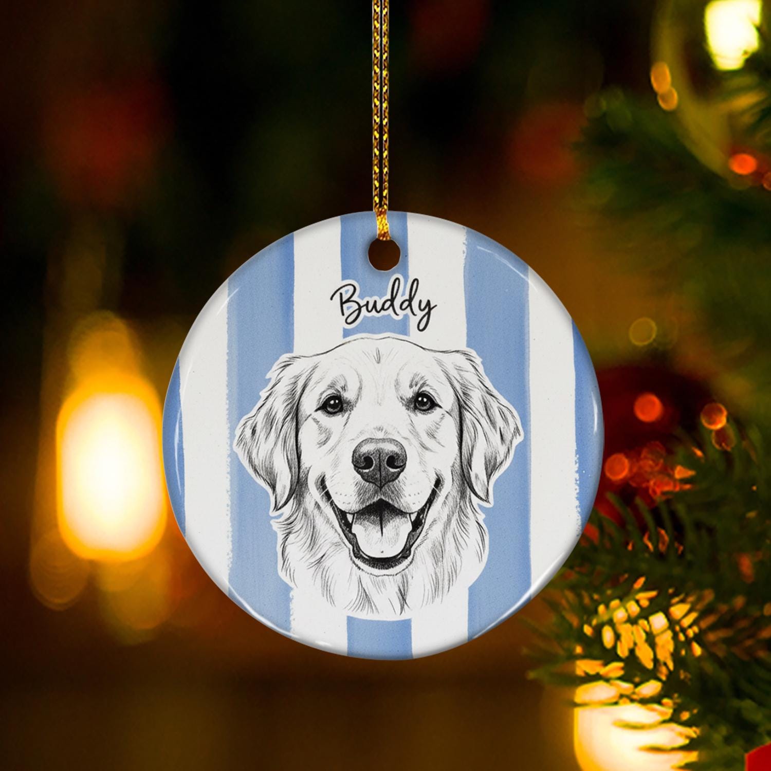 Personalized Dog Ornament – Custom Pet Portrait Christmas Decoration Gift image 2