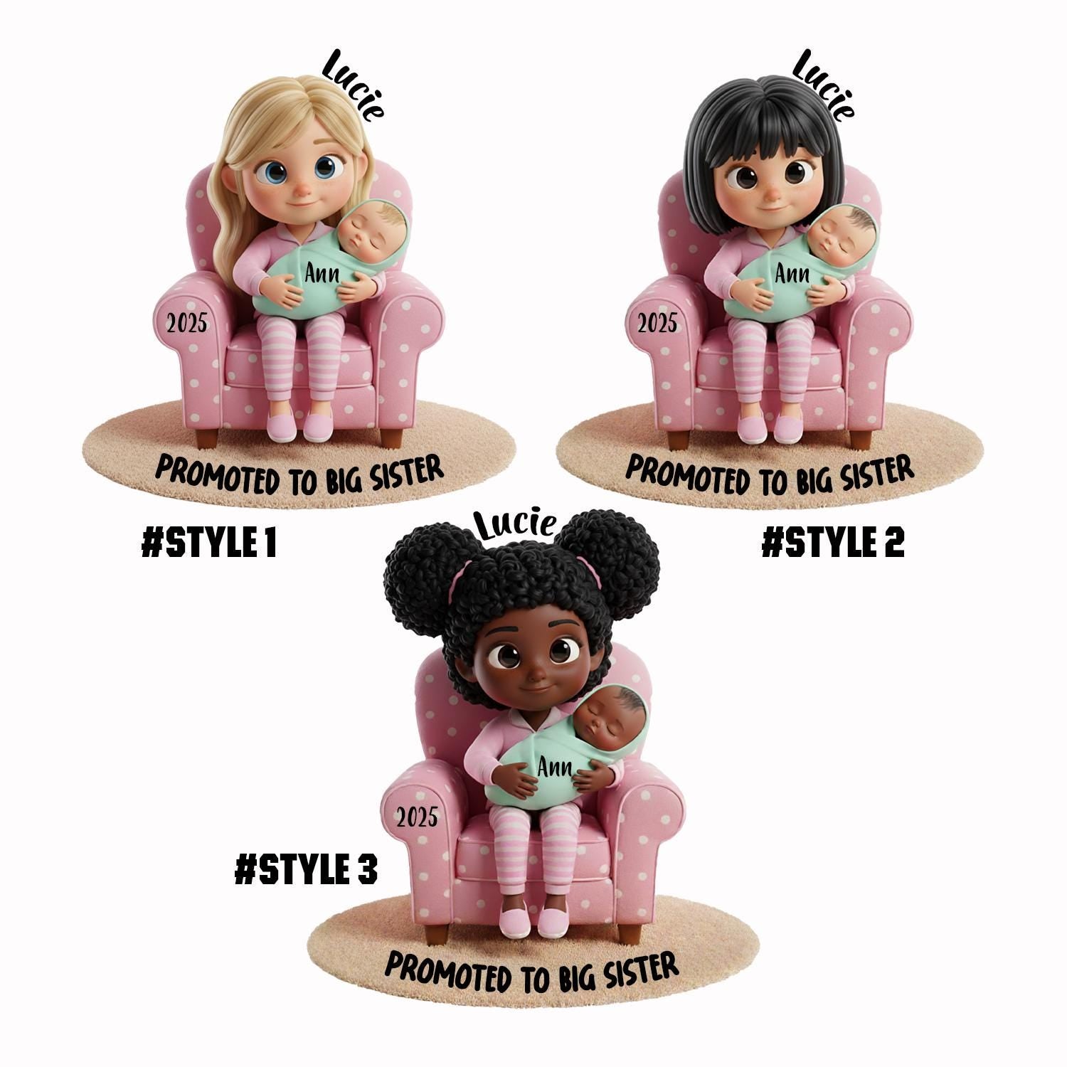 Promoted to Big Sister Ornament – Personalized Sibling Gift for Baby Announcement image 2