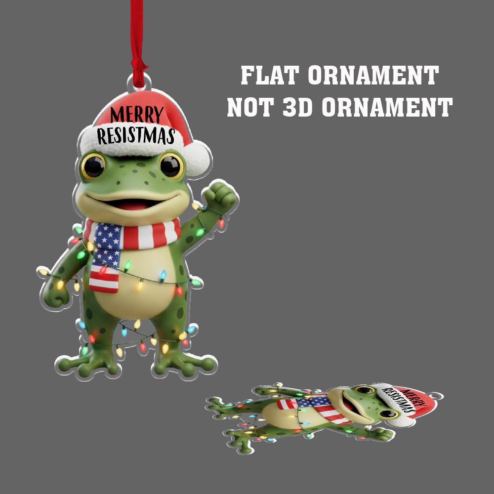 Funny Frog Christmas Ornament – Merry Resistmas Holiday Decoration Gift image 3