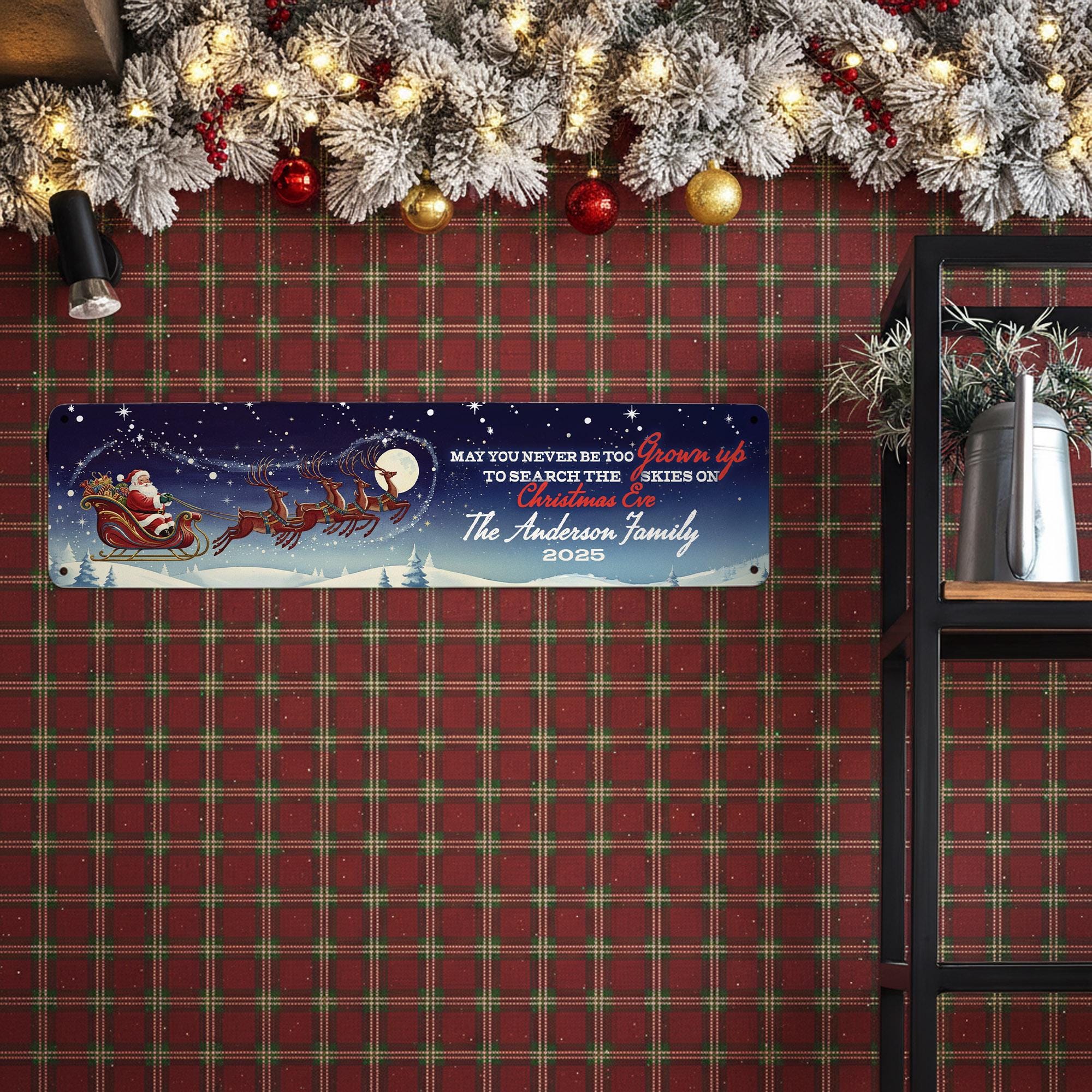 Custom Rectangle Metal Sign: Christmas Family Decor, Personalized Family Name image 4