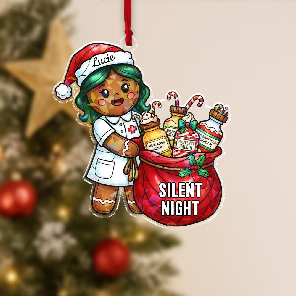 Hologram Christmas Ornament “Silent Night” Nurse Gingerbread