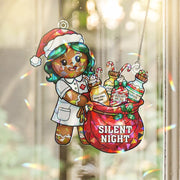 Hologram Christmas Window Hanging “Silent Night” Nurse Gingerbread