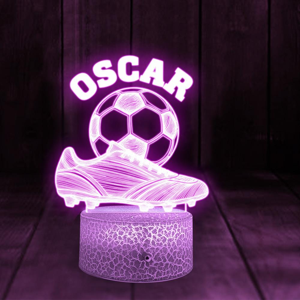 Custom Acrylic LED Night Light with Wood Base – Soccer Boot & Ball Design image 9