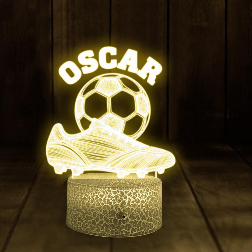 Custom Acrylic LED Night Light with Wood Base – Soccer Boot & Ball Design image 11