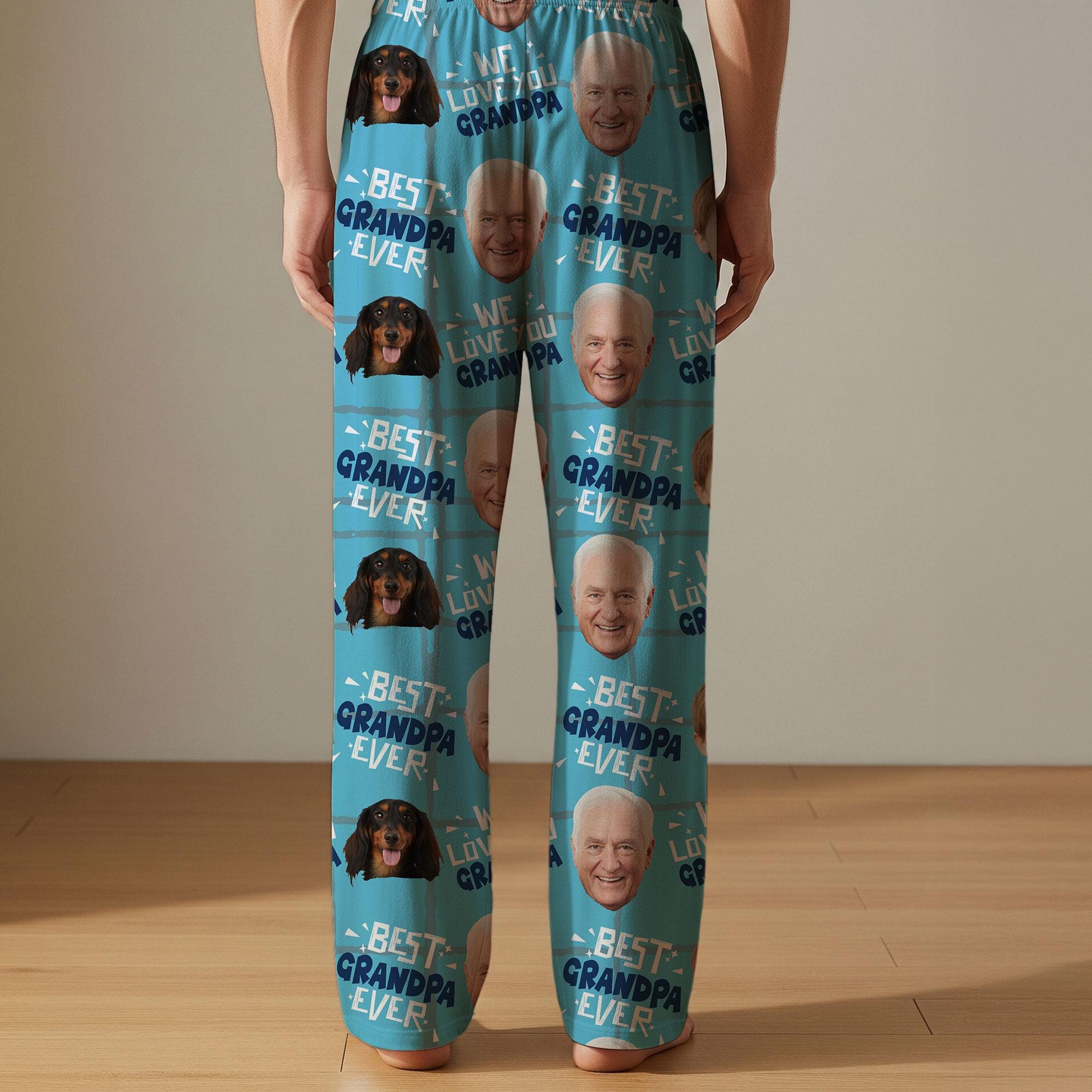 Custom Photos Pajama Pants Personalized Grandpa Dad Loungewear