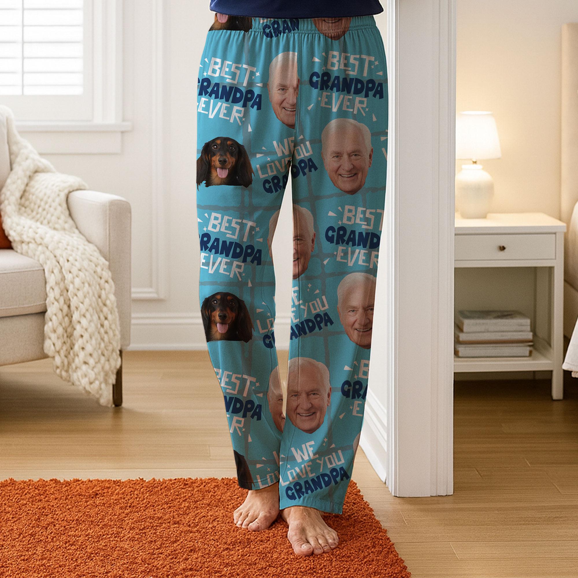 Custom Photos Pajama Pants Personalized Grandpa Dad Loungewear