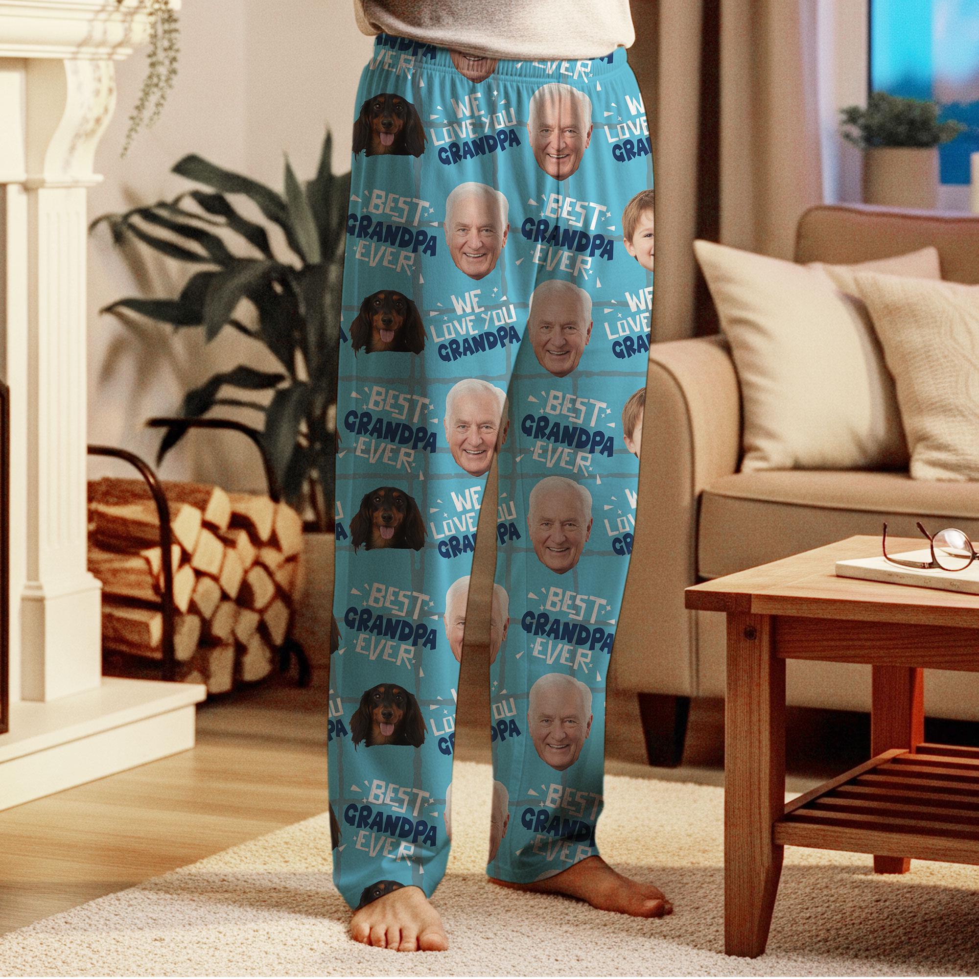 Custom Photos Pajama Pants Personalized Grandpa Dad Loungewear