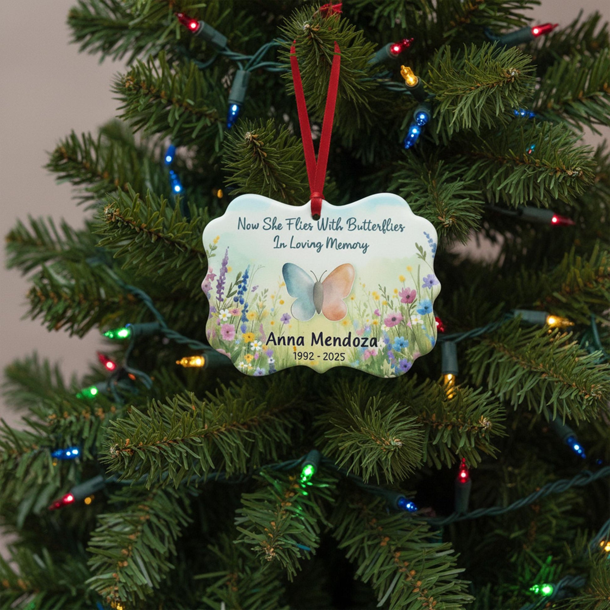 Personalized Butterfly Memorial Ornament: Custom Name Ceramic Remembrance Gift