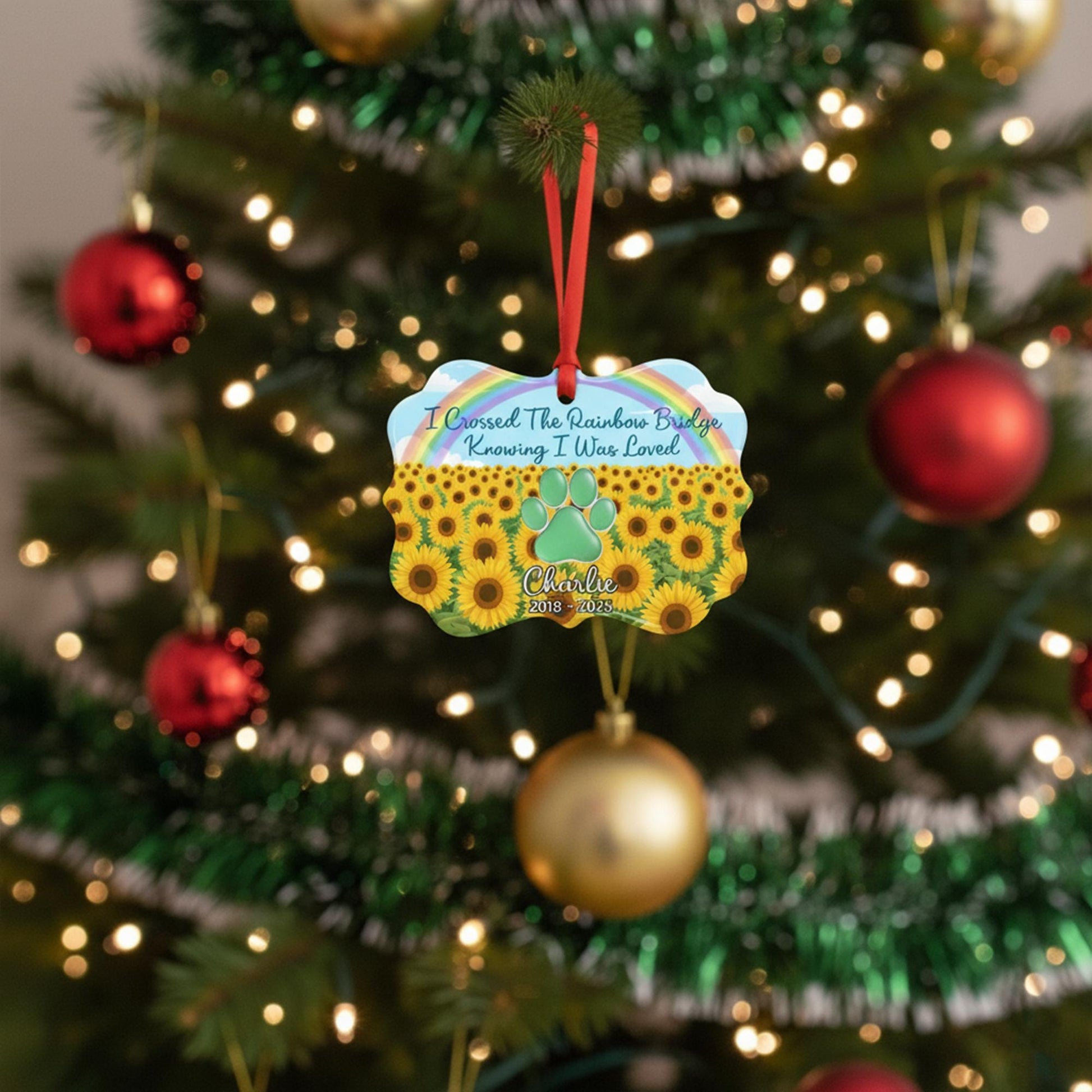 Personalized Pet Memorial Ornament: Custom Rainbow Bridge Dog or Cat Loss Gift, Benelux Ceramic