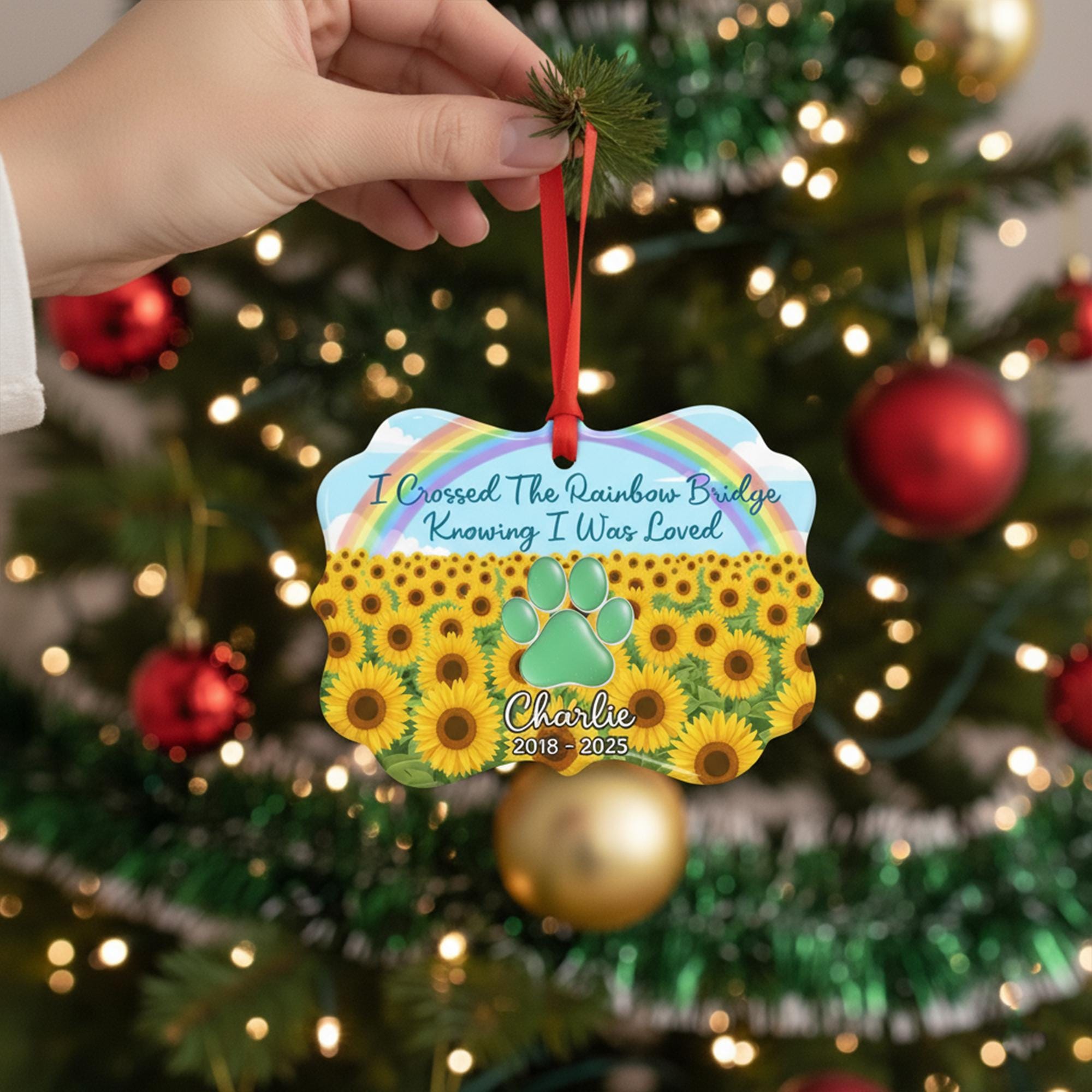 Personalized Pet Memorial Ornament: Custom Rainbow Bridge Dog or Cat Loss Gift, Benelux Ceramic