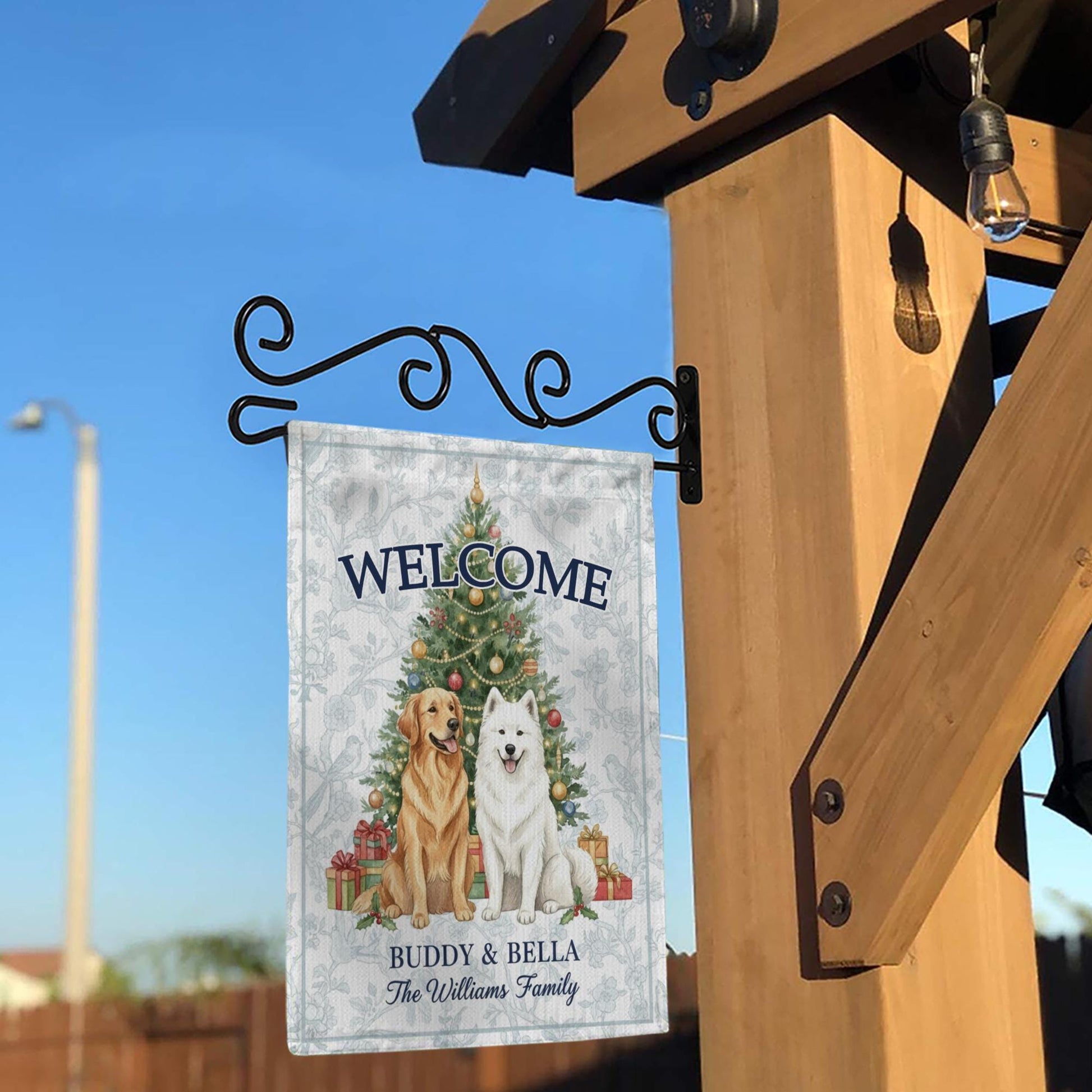 Personalized Pet Garden Flag — Christmas Welcome Yard Banner