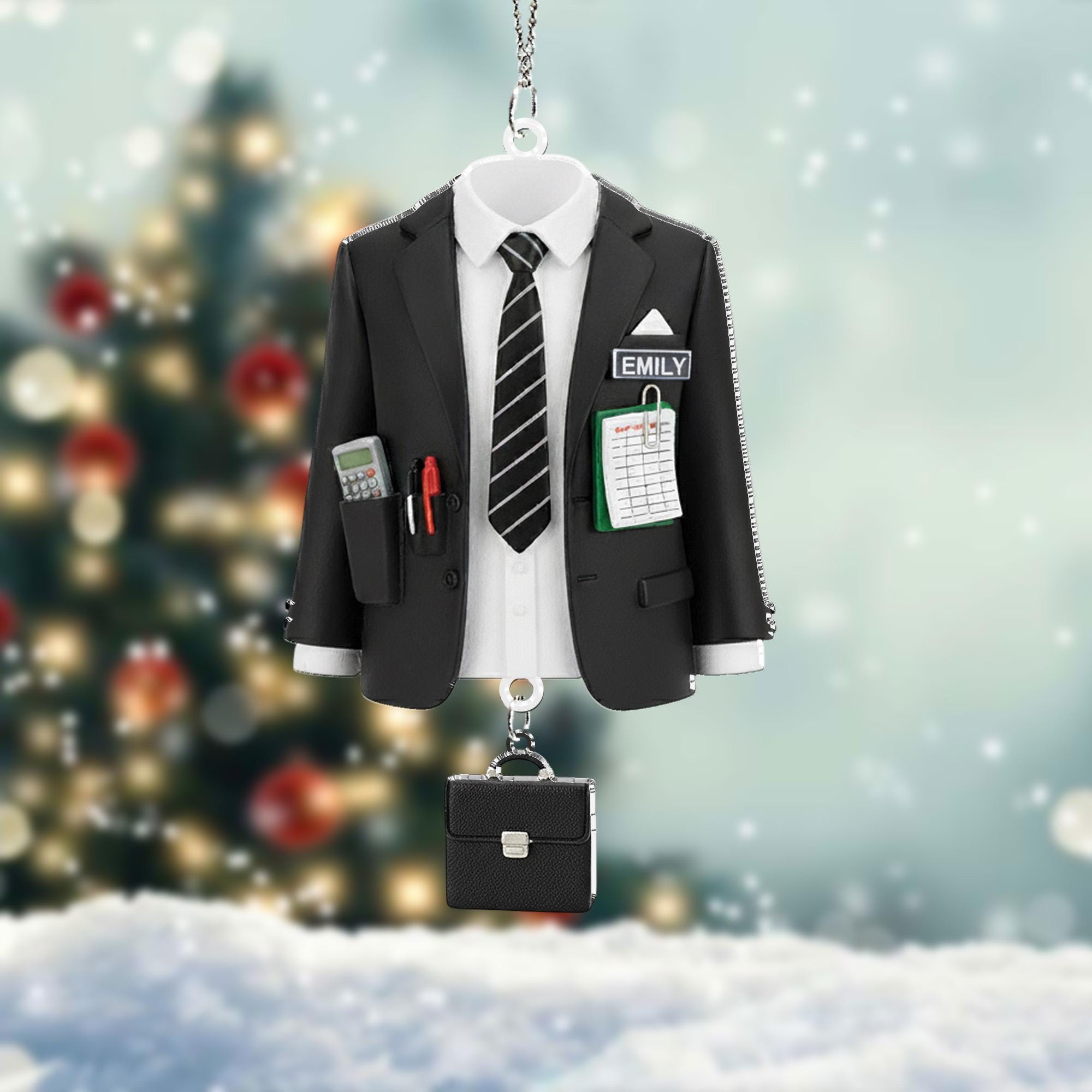 Personalized Suit Jacket Ornament - Accountant Gift, Office Worker Christmas Decor