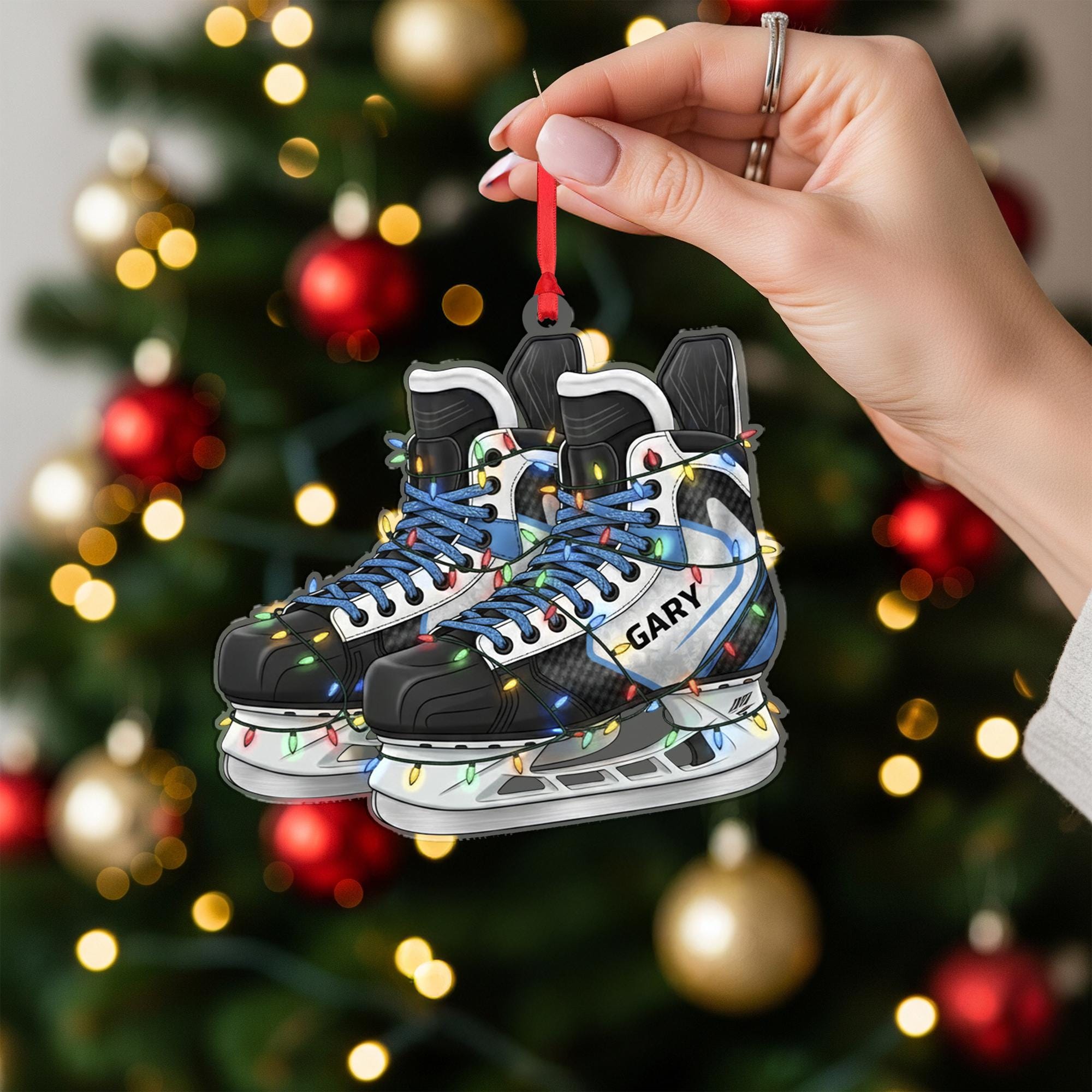 Personalized Hockey Skates Ornament - Ice Skater Gift, Player Christmas Decor