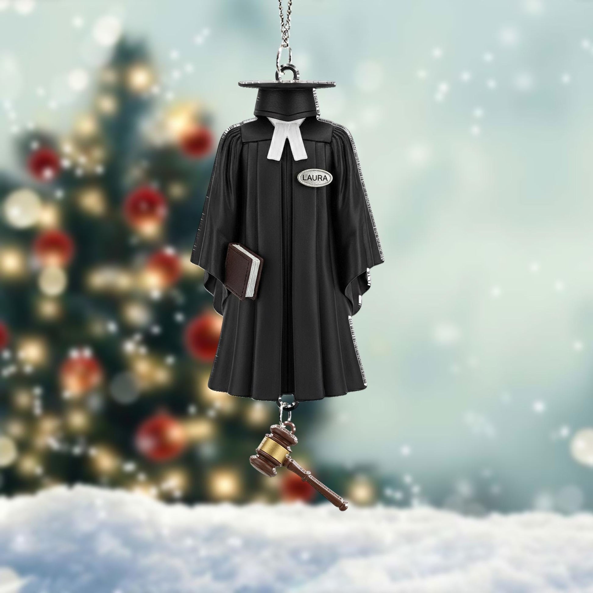 Personalized Judge Robe Ornament - Lawyer Gift, Law School Graduate Christmas Decor