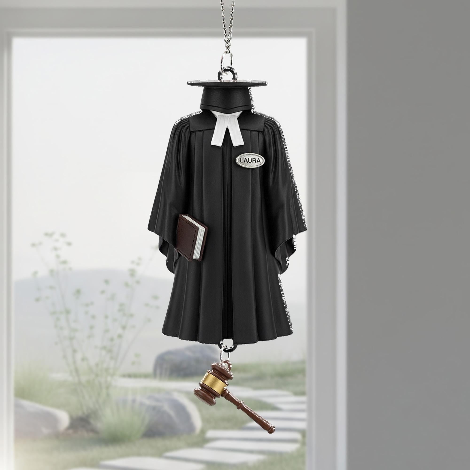 Personalized Judge Robe Ornament - Lawyer Gift, Law School Graduate Christmas Decor