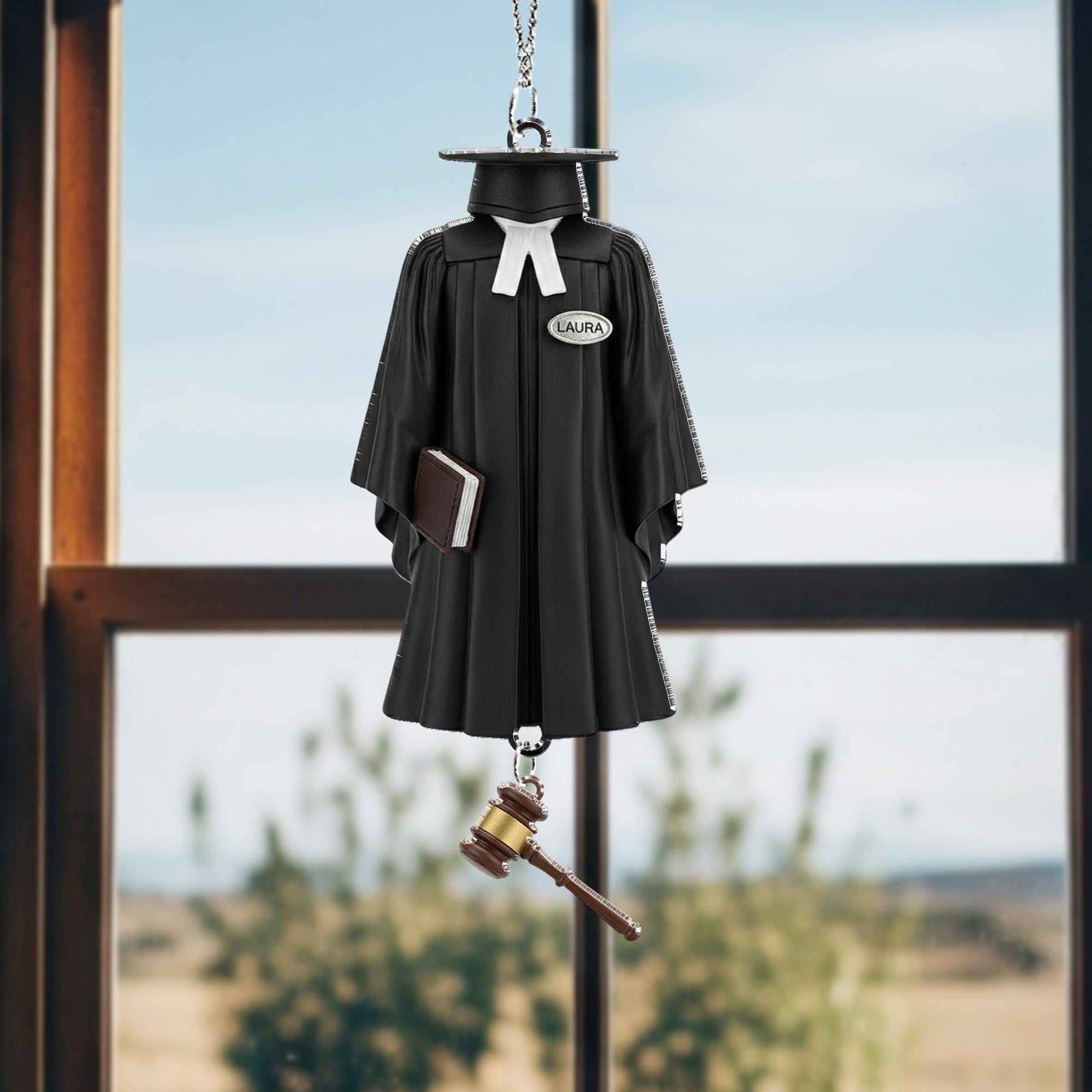 Personalized Judge Robe Ornament - Lawyer Gift, Law School Graduate Christmas Decor