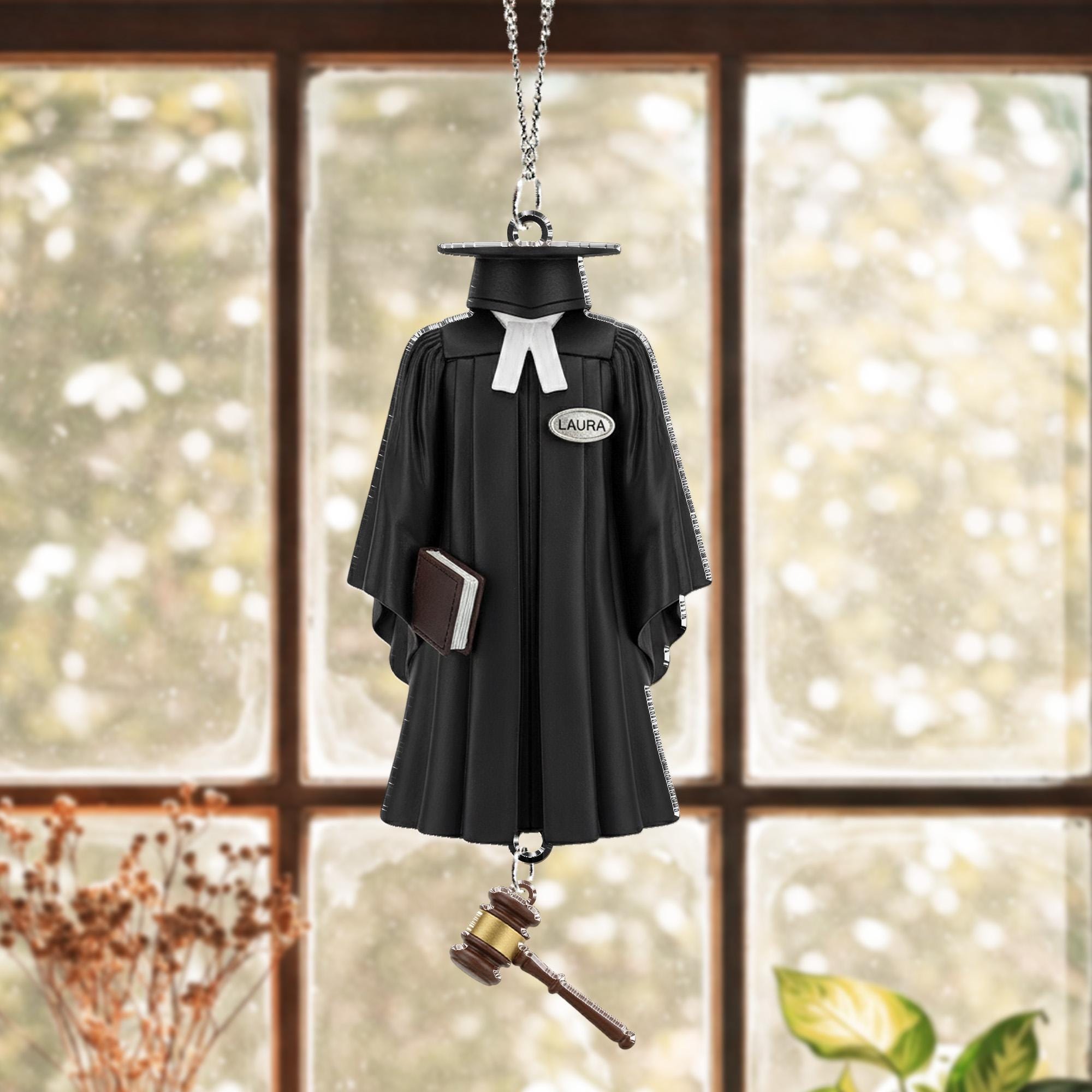 Personalized Judge Robe Ornament - Lawyer Gift, Law School Graduate Christmas Decor