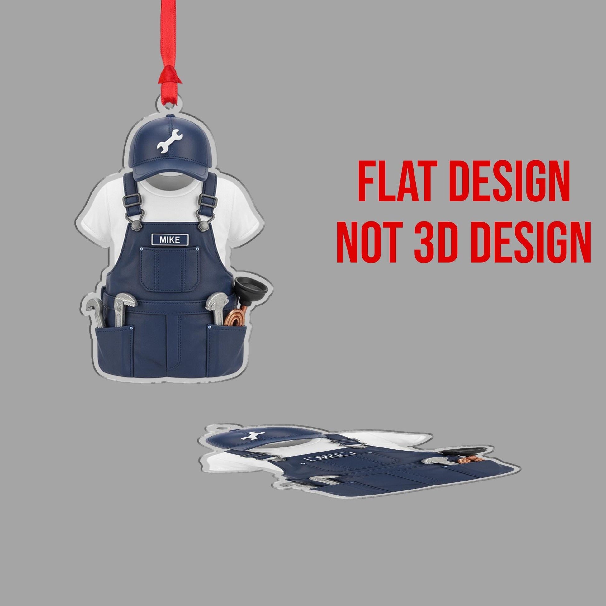 Personalized Plumber Overalls Ornament - HVAC Gift, Mechanic Tradesman Keepsake