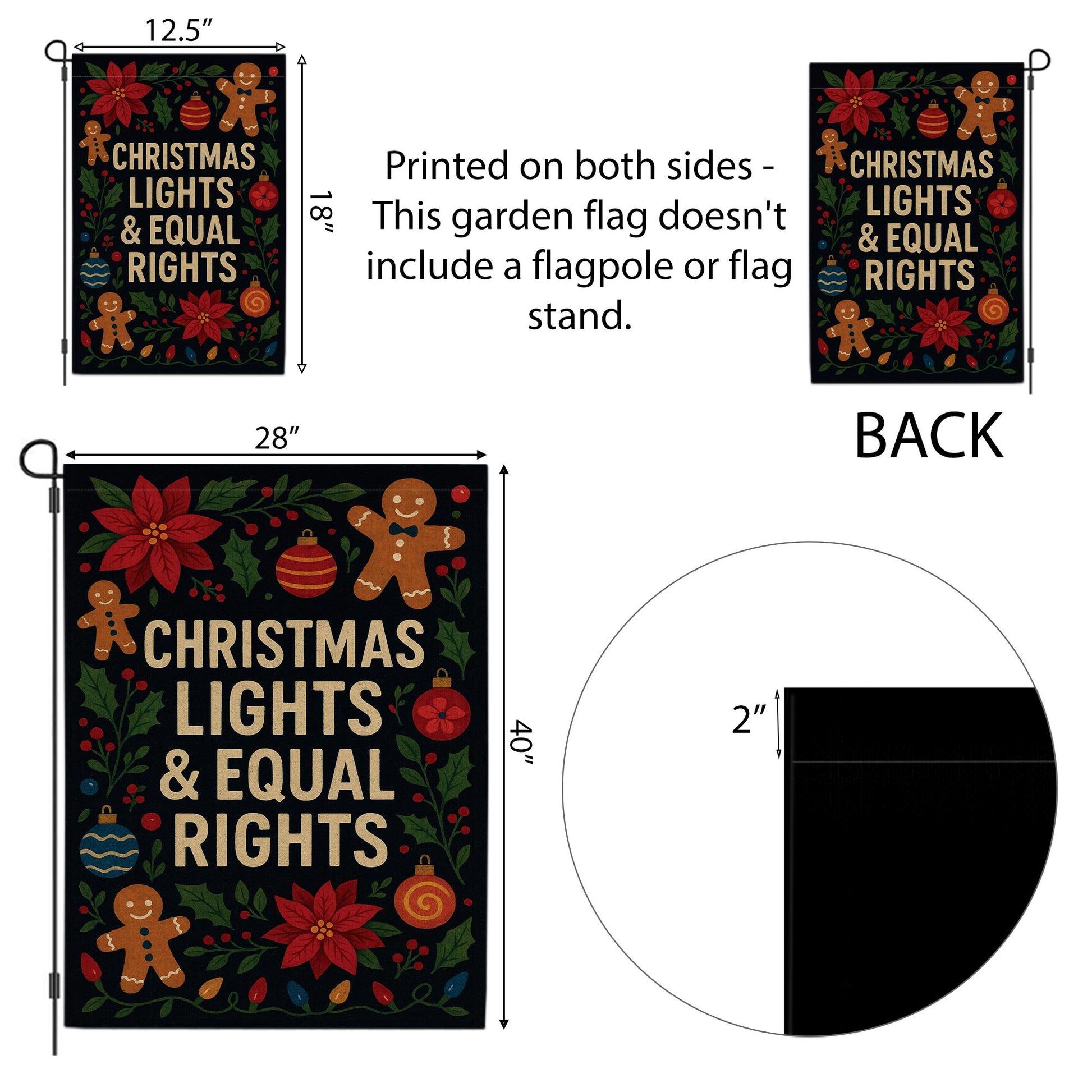 Christmas Lights & Equal Rights Garden Flag: Home Outdoor Flag